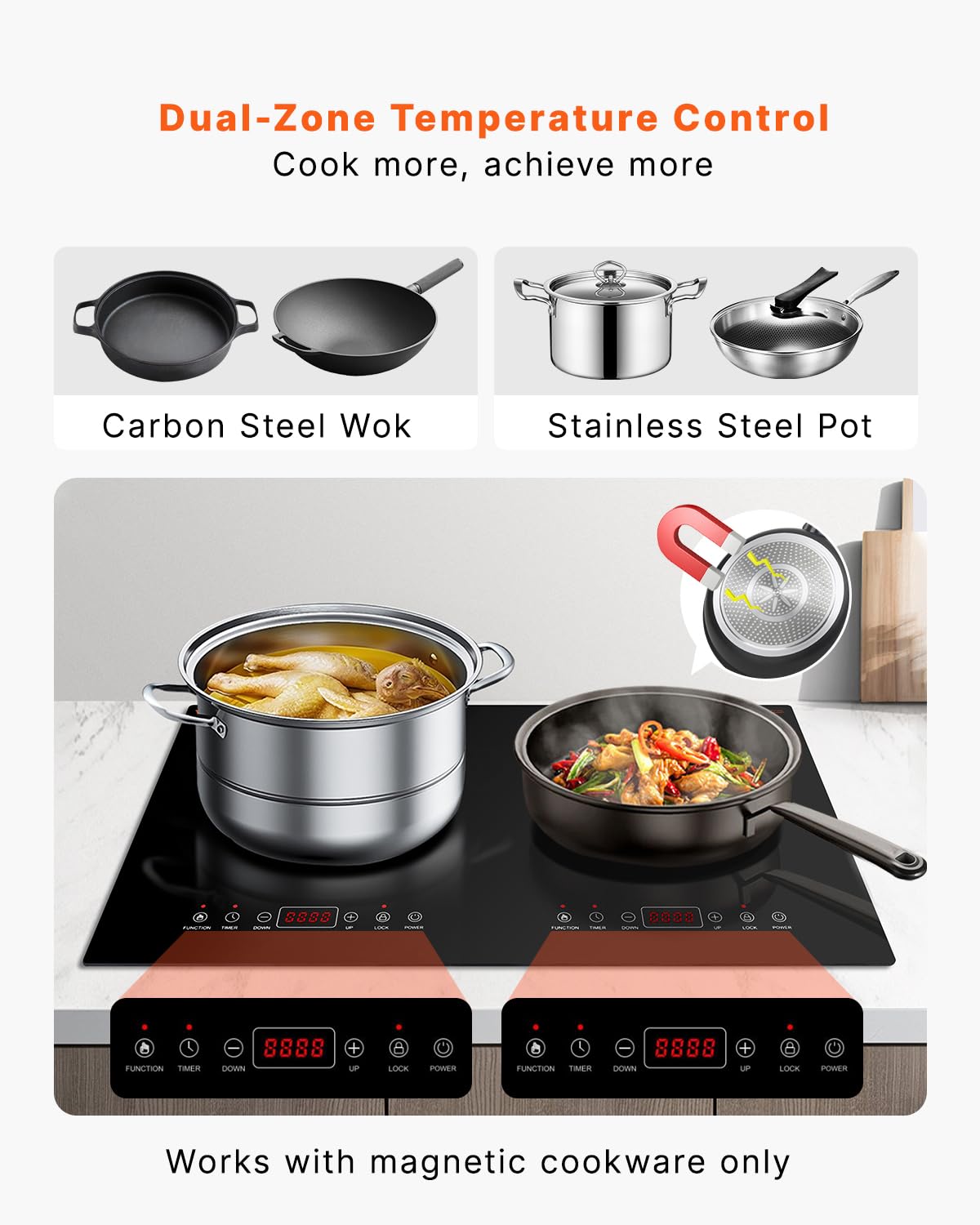 VEVOR Built-in Induction Electric Stove Top 30 Inch,5 Burners Electric Cooktop,9 Power Levels & Sensor Touch Control,Easy to Clean Ceramic Glass Surface,Child Safety Lock,240V