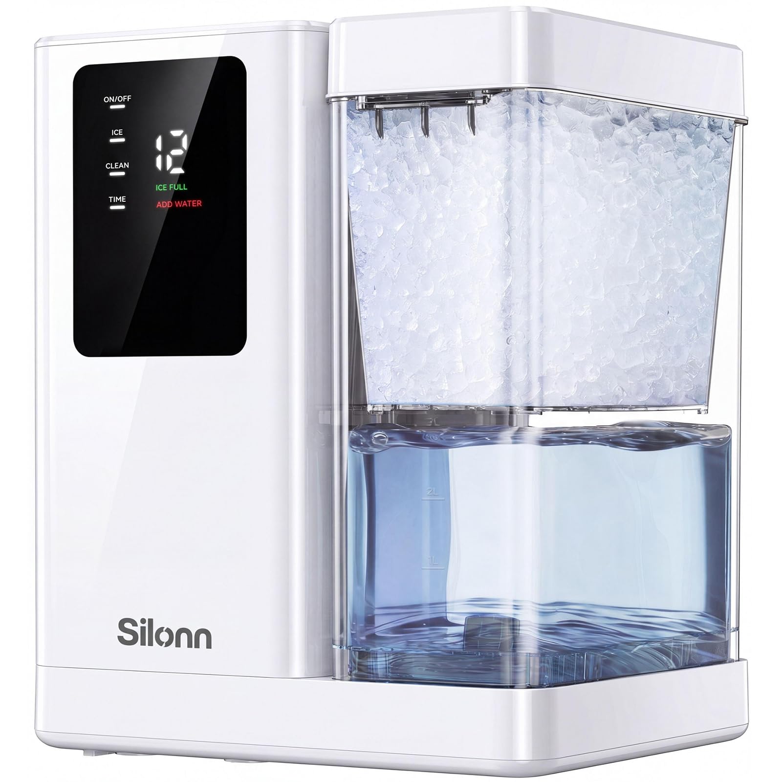 Nugget Ice Maker Countertop, Silonn Chewable Pellet Ice Machine with Self-Cleanin Function, 36lbs/24H Portable Ice Makers for Home Kitchen Officce, Black