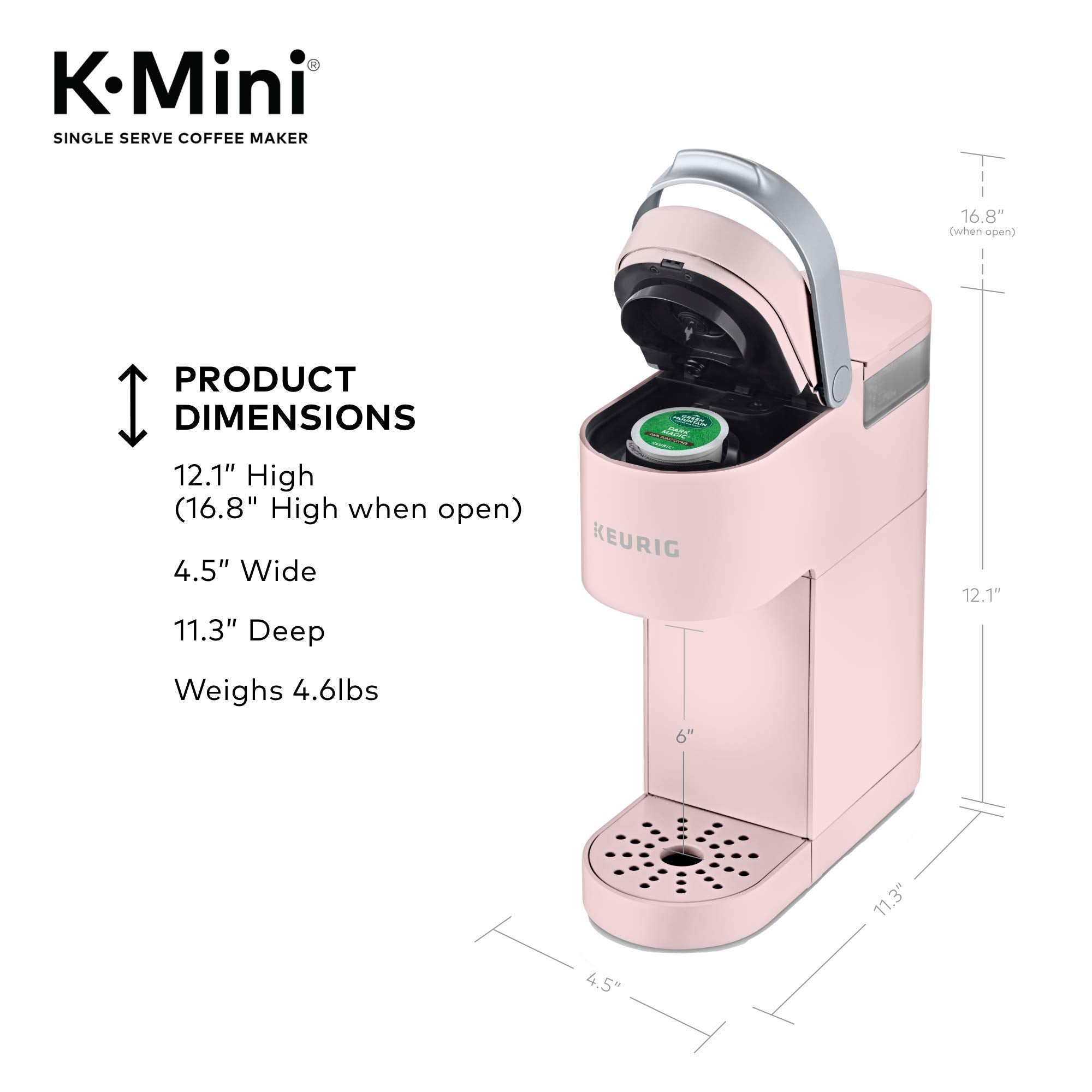 Keurig K-Mini Single Serve K-Cup Pod Coffee Maker, 6 to 12oz Brew size, with Cord Storage, Perfect for Small Spaces, Black