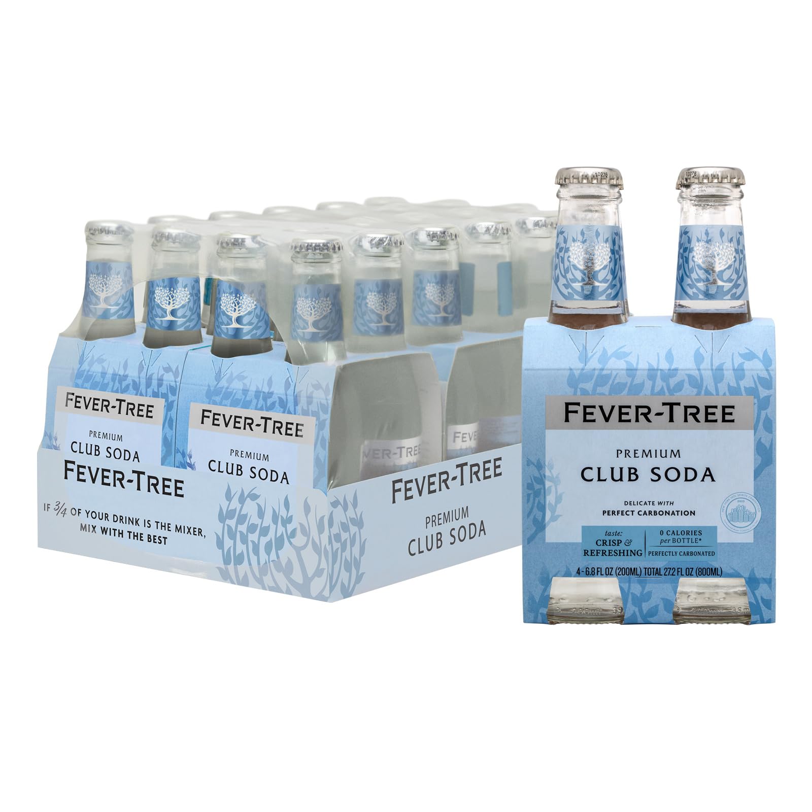 Fever Tree Club Soda Club Soda - Premium Quality Delicate with perfect carbonation - Refreshing Beverage for Cocktails & Mocktails. Naturally Sourced Ingredients, No Artificial Sweeteners or Colors - 5.07 Fl Oz (Pack of 24)(Packaging May Vary)
