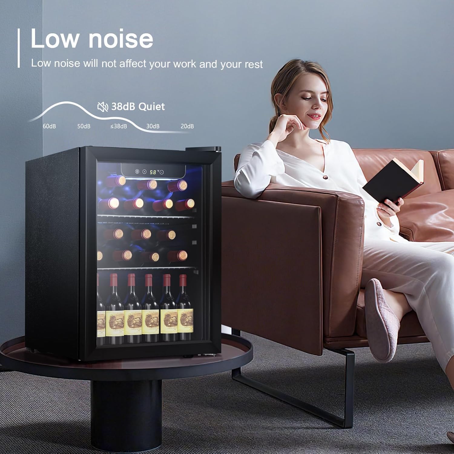 Antarctic Star Wine Cooler, Beverage Refrigerator, 16 Bottle Freestanding Quiet Wine Cellar Front Glass Door for Home and Bar, Digital Temp Control, 1.71 Cu.Ft.