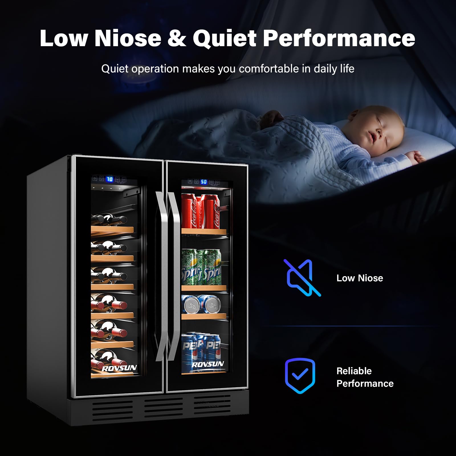 ROVSUN 18 Bottle Wine Fridge, Freestanding Compressor Wine Cooler Refrigerator, Beverage Wine Chiller with Digital Temperature Control & Double-layer Glass Door for Red White Wine, Champagne, Beer