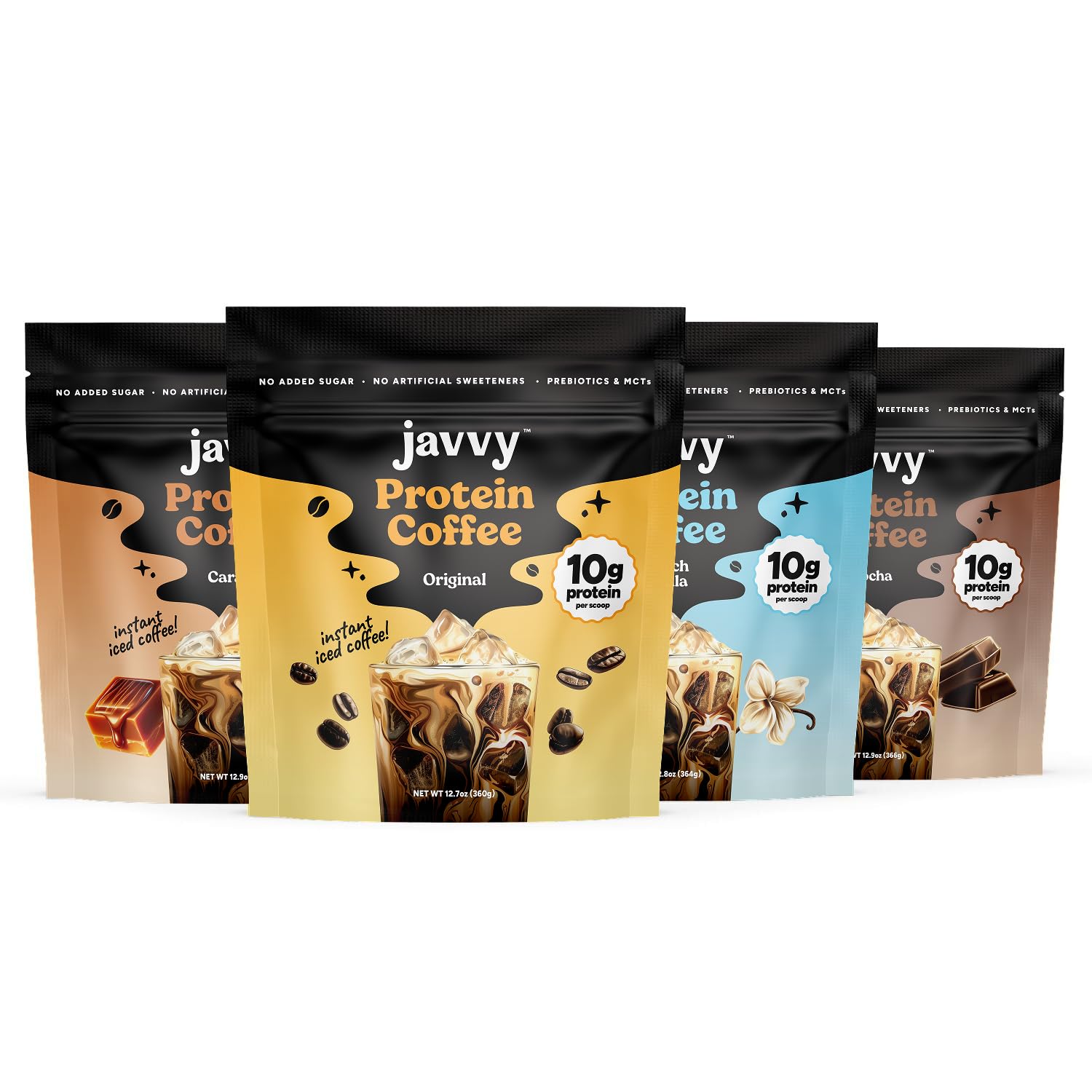 Caramel Protein Iced Coffee - Premium Whey Protein & Instant Iced Coffees - 100% Natural Cold Brew - Zero Artificial Flavors & Sweeteners, 80 mg Caffeine Per Serving, No Added Sugar, 20 Servings