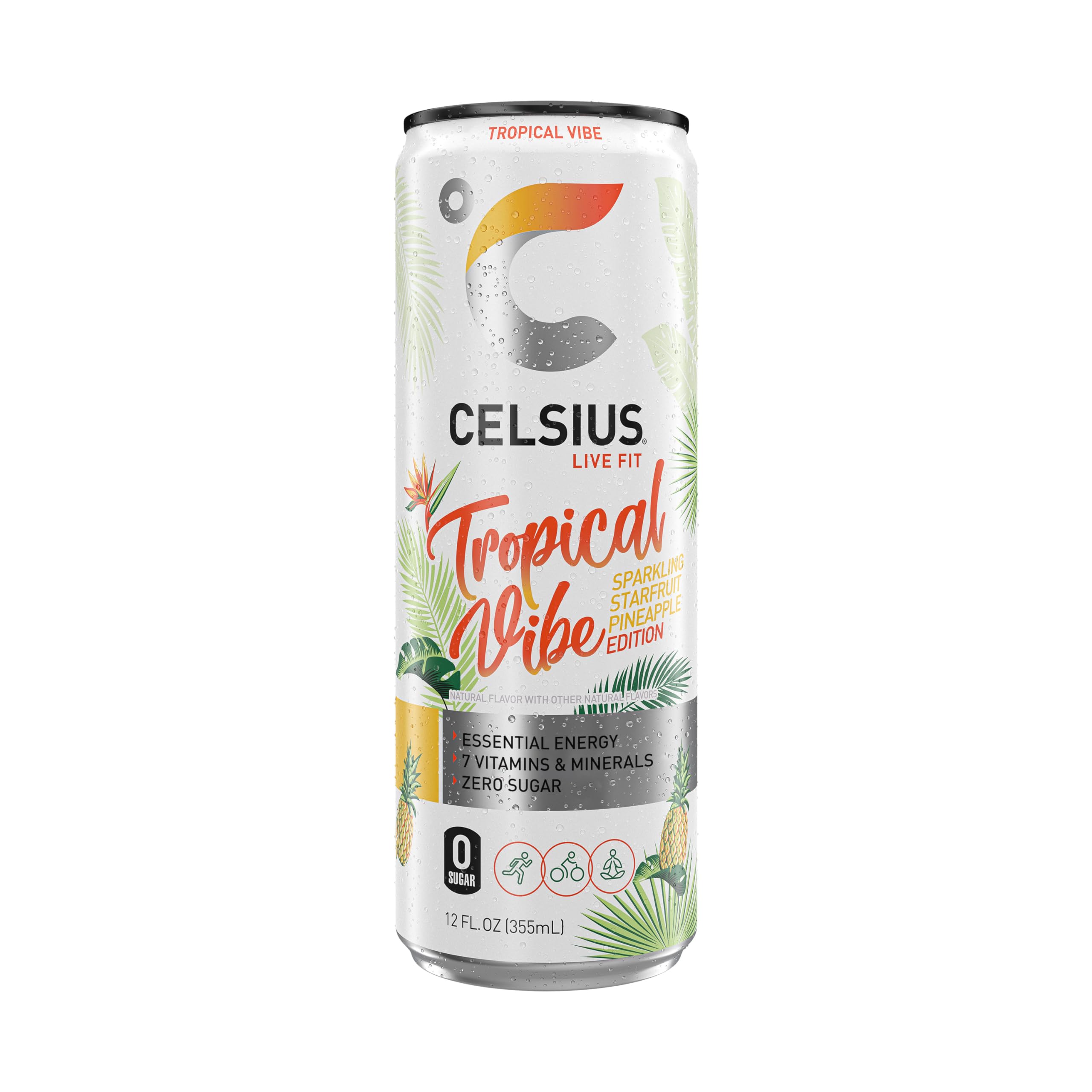 CELSIUS ASTRO VIBE Sparkling Blue Razz, Sugar Free Energy Drink, 12 Fl Oz (Pack of 12)