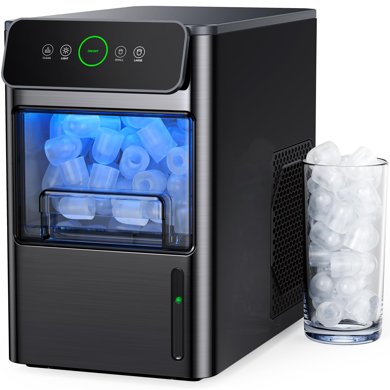 Silonn Ice Maker Countertop, Portable Ice Machine with Carry Handle, Self-Cleaning Ice Makers with Basket and Scoop, 9 Cubes in 6 Mins, 26 lbs per Day, Ideal for Home, Kitchen, Camping, RV