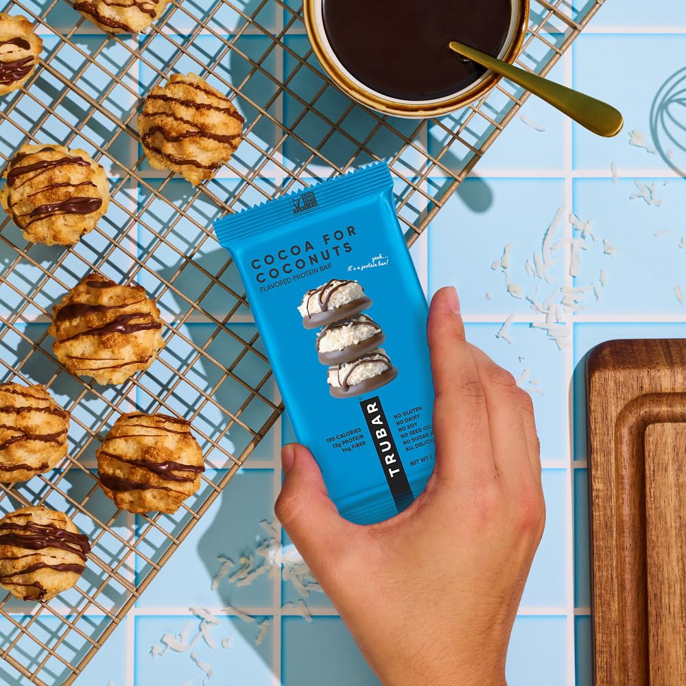 TRUBAR Vegan Protein Bars - Soy Free, Dairy Free, Gluten Free Protein Bars - No Sugar Alcohols - Non-GMO - 12g of Protein - It's Mint To Be Chip - 12 Count
