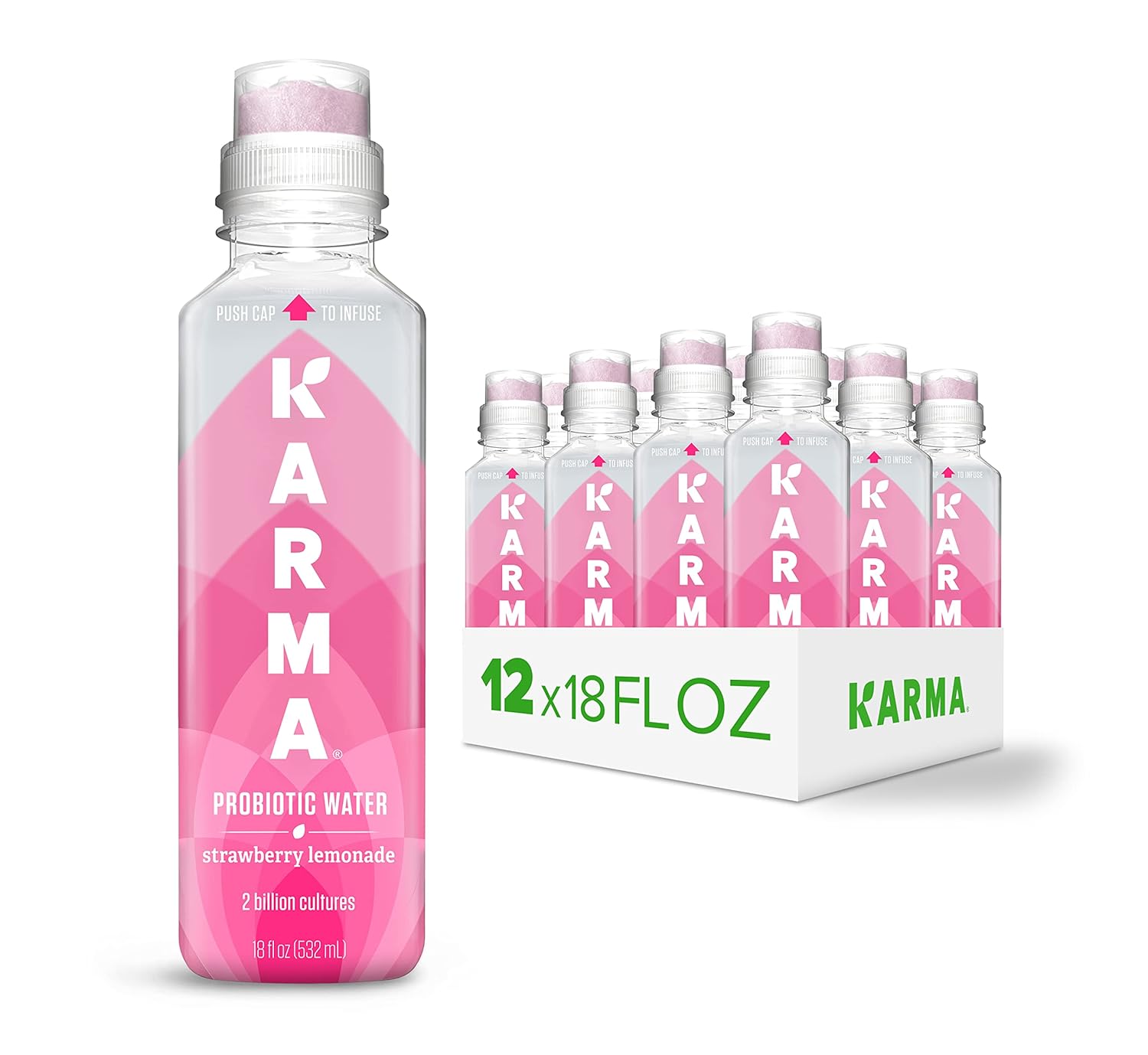 Karma Probiotic Water - 12 Pack, Berry Cherry Drink - Immune & Gut Health Support