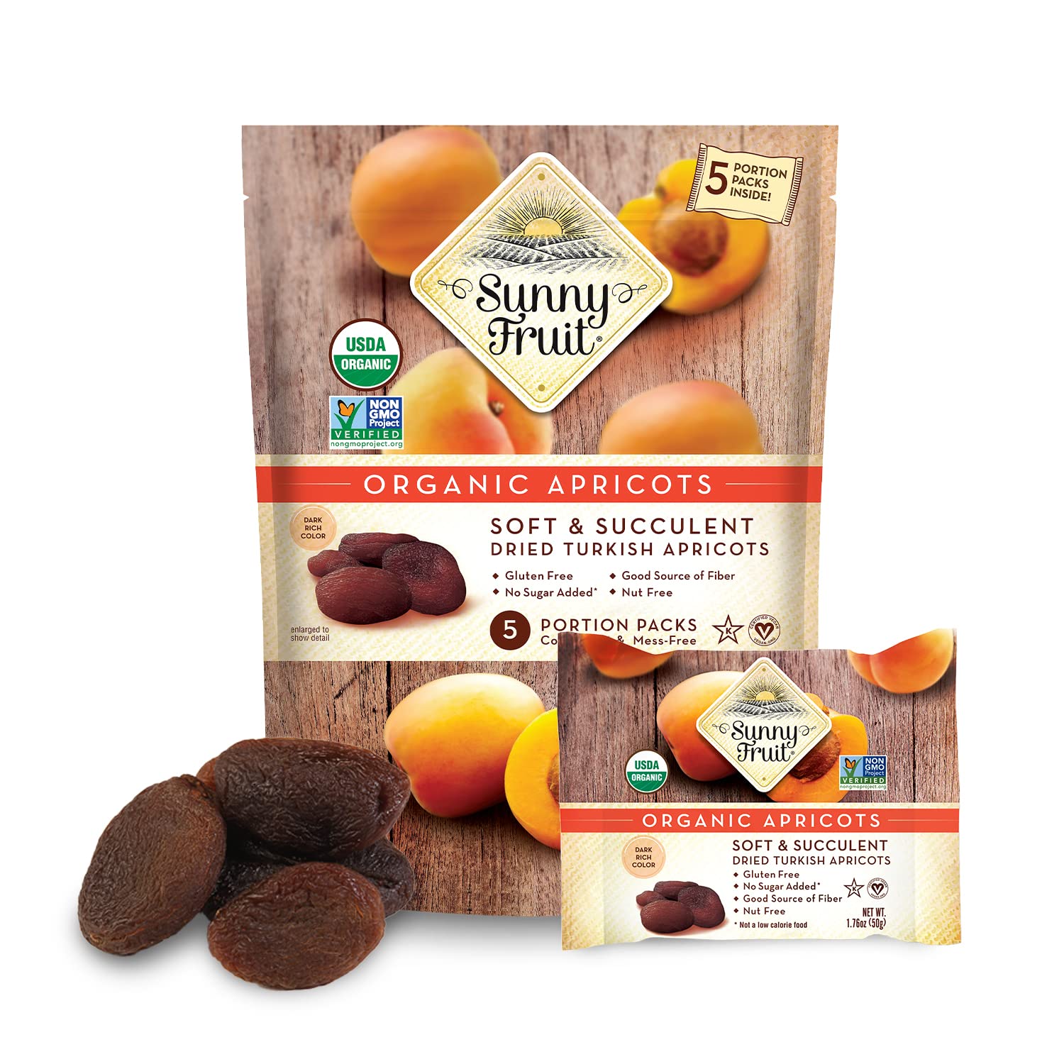 Sunny Fruit Soft Organic Turkish Dried Apricots, 2 Pound Bulk Bag | No Preservatives, No Sugar Added, No Sulfides | Healthy, Naturally Sweet Snack | ORGANIC, NON-GMO, VEGAN, HALAL, KOSHER
