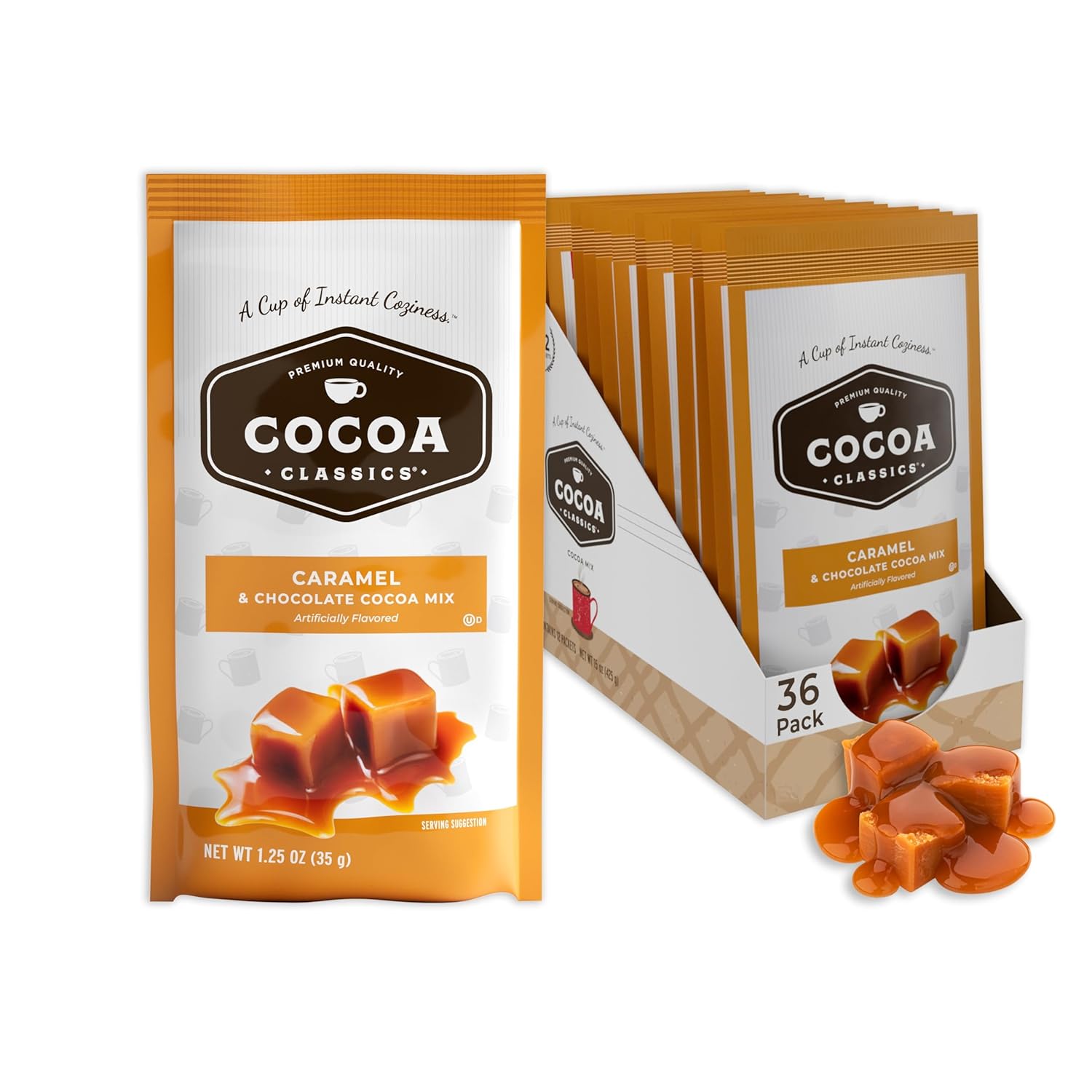 Cocoa Classics Chocolate Supreme Cocoa Mix, Hot Chocolate, Made with Nonfat Milk, Just Add Hot Water, Make Hot or Iced Cocoa, Gluten Free & Kosher Dairy Friendly, 1.25oz Packets (Pack of 36)