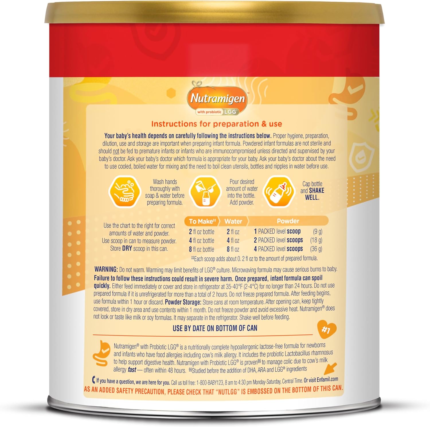 Enfamil Nutramigen Hypoallergenic Baby Formula with Iron, Lactose Free, Colic Relief from Cow's Milk Allergy Starts in 24 Hours, Brain Building DHA, Probiotic LGG for Immune Support, 27.8 Oz Can