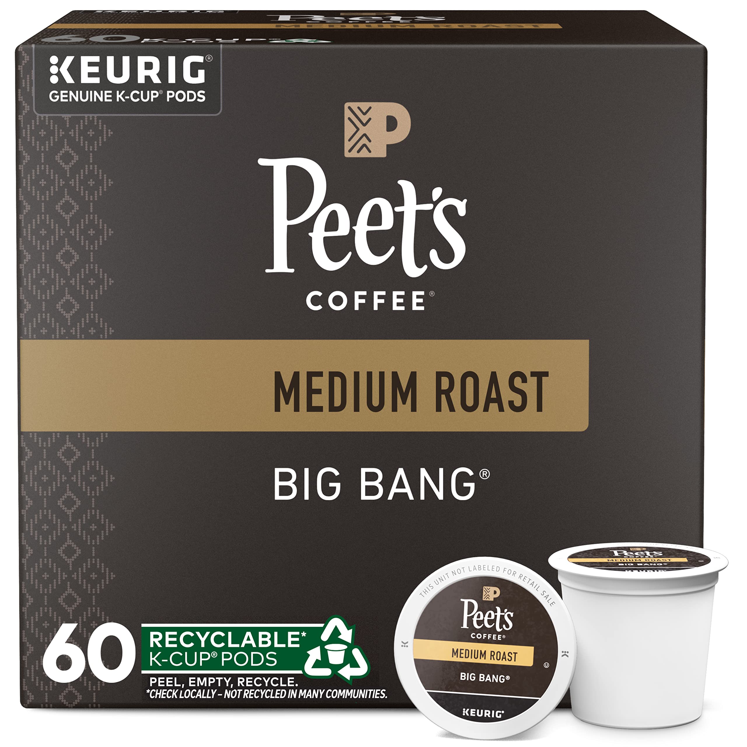 Peet's Coffee, Medium Roast Keurig K-Cup Pods - Café Domingo 54 Count (1 Box of 54 Pods)