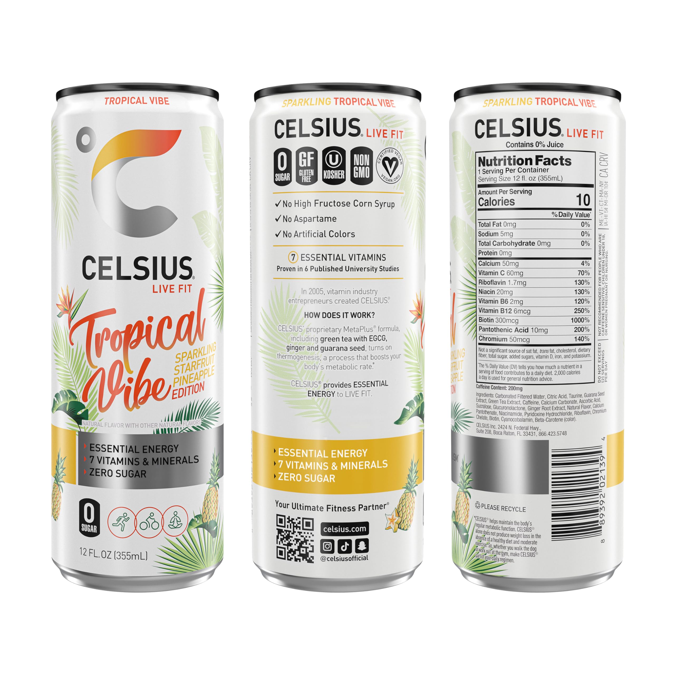 CELSIUS ASTRO VIBE Sparkling Blue Razz, Sugar Free Energy Drink, 12 Fl Oz (Pack of 12)