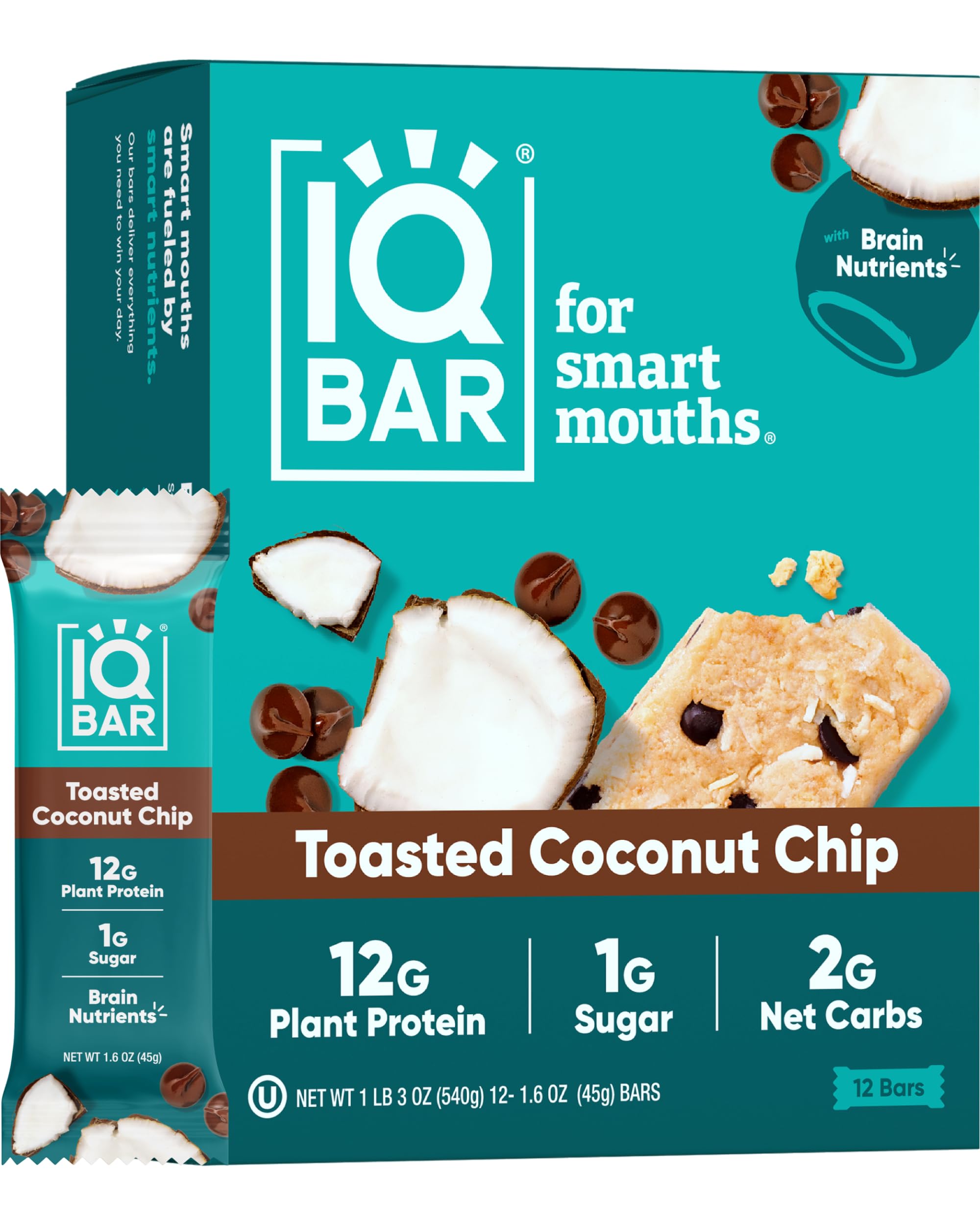 IQBAR Brain and Body Plant Protein Bars - Chocolate Lovers Variety - 36-Count - Keto, Vegan, Low Carb, High Fiber, Gluten Free, Dairy Free, Low Sugar Snack with Nutrients for Focus, Energy, Meal Replacement
