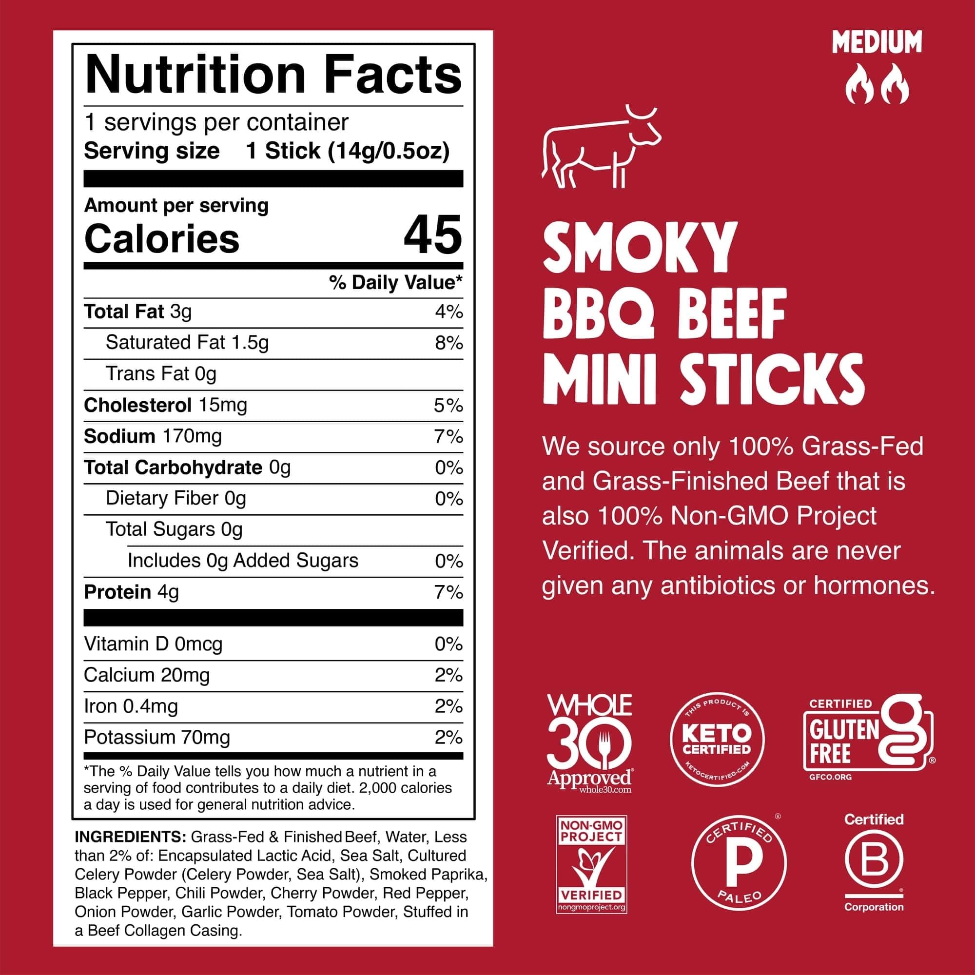 Chomps Snack Size Grass-Fed Original Beef Jerky Snack Sticks 0.5oz 24-Pack - Keto, Paleo, Whole30, 4g Lean Meat Protein, Gluten-Free, Zero Sugar Food, Non-GMO Chomplings