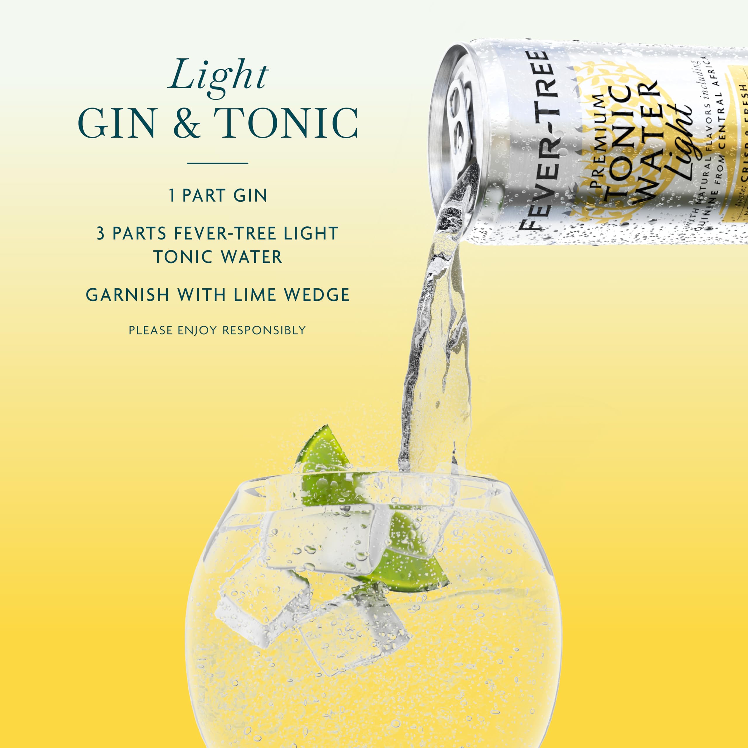 Fever Tree Tonic Water - Premium Quality Mixer - Refreshing Beverage for Cocktails & Mocktails. Naturally Sourced Ingredients, No Artificial Sweeteners or Colors - 150 ML Cans - Pack of 24