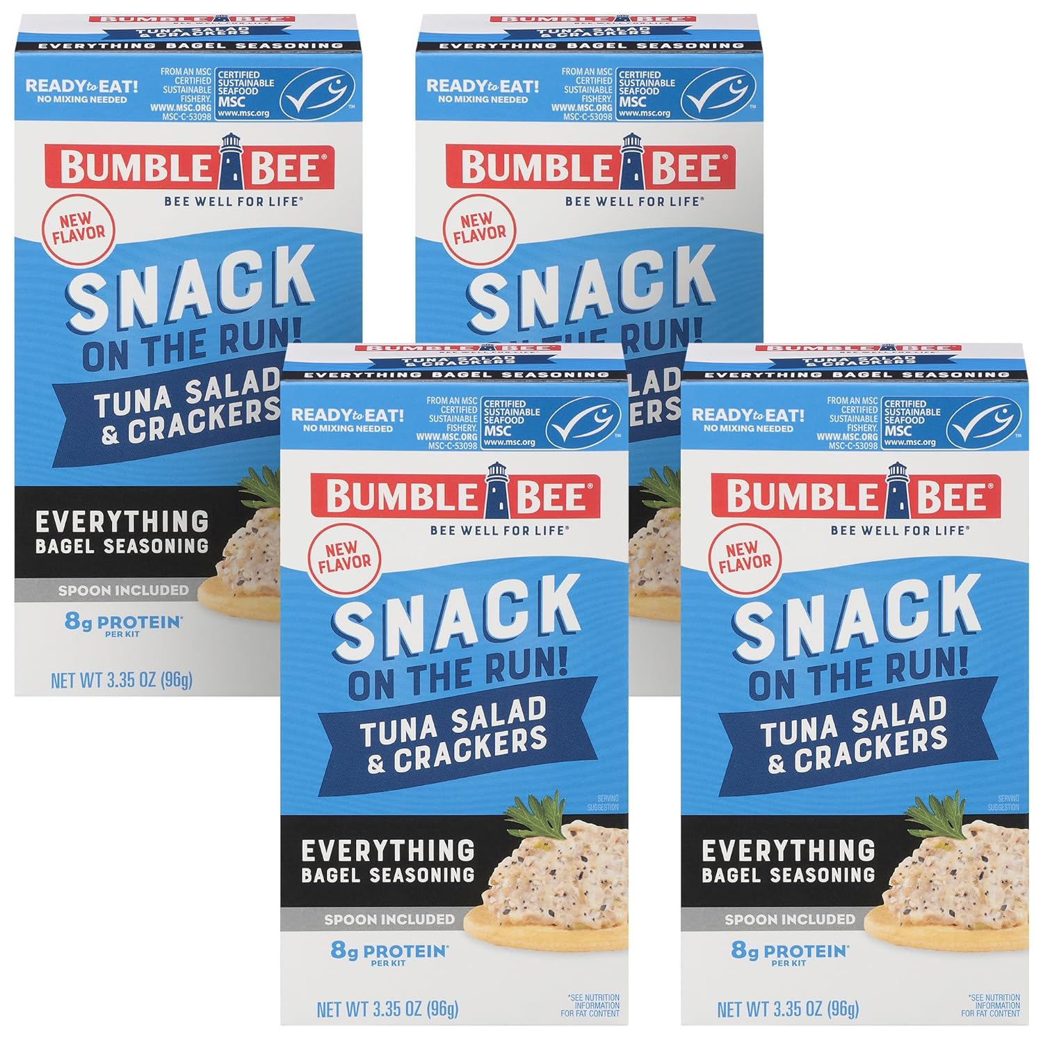Bumble Bee Snack On The Run Original Tuna Salad with Crackers Kit (Pack of 12) - Ready to Eat Protein Snack Pack - 8g Protein per Box - Wild Caught MSC Certified Tuna