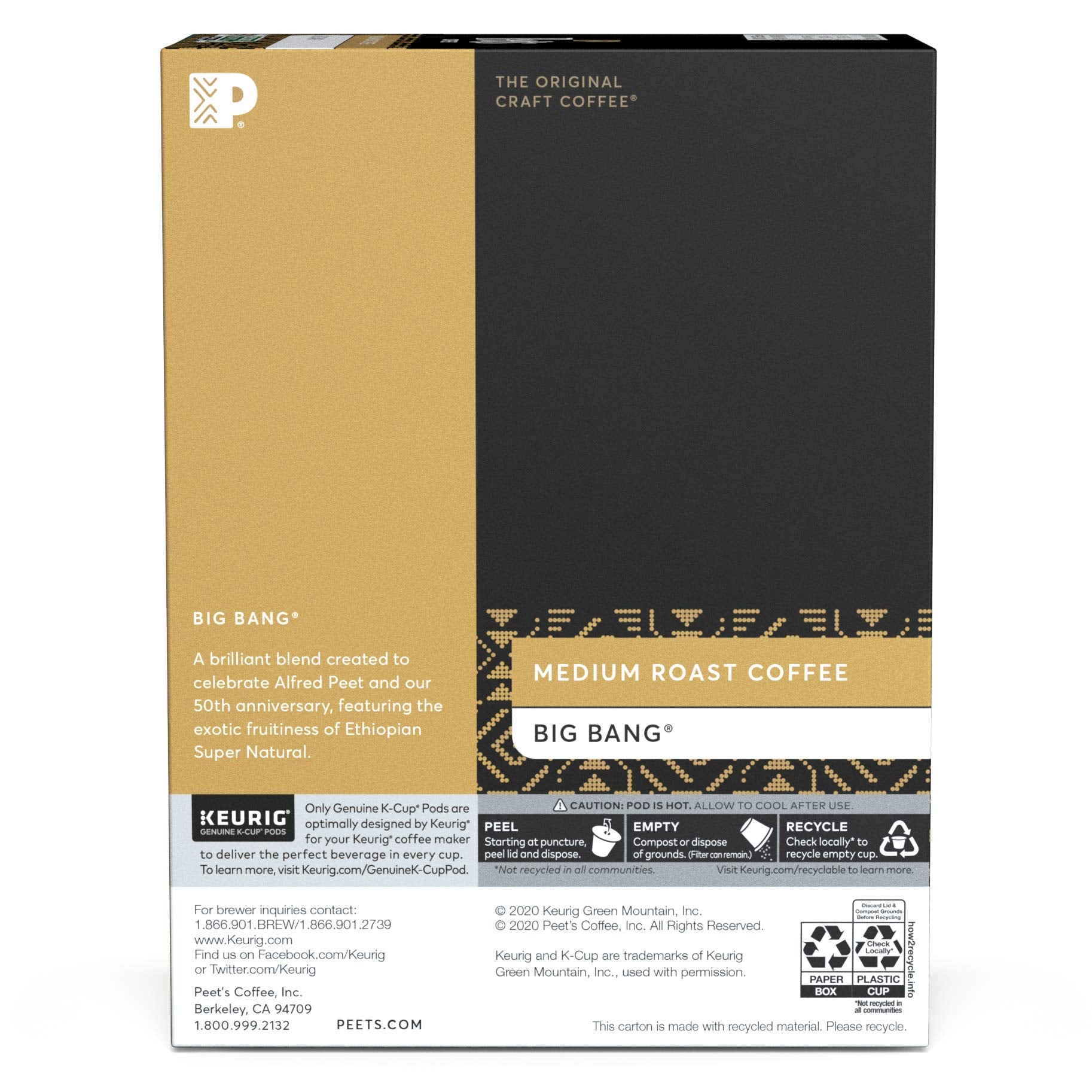 Peet's Coffee, Medium Roast Keurig K-Cup Pods - Café Domingo 54 Count (1 Box of 54 Pods)