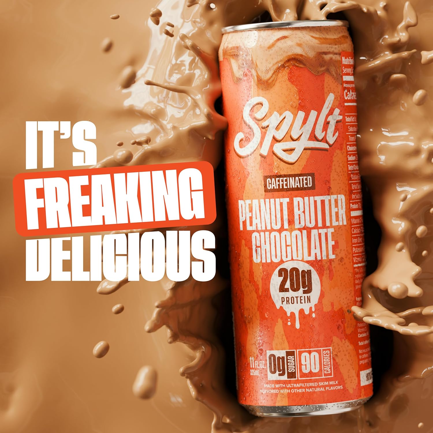 Spylt High Protein Vanilla Milkshake with 60mg Caffeine & 20g Protein - 90 Calories, Ready to Drink, Sugar Free, Lactose Free Milk, Perfect for Workout Recovery & Afternoon Pick Me Up - 12 Count