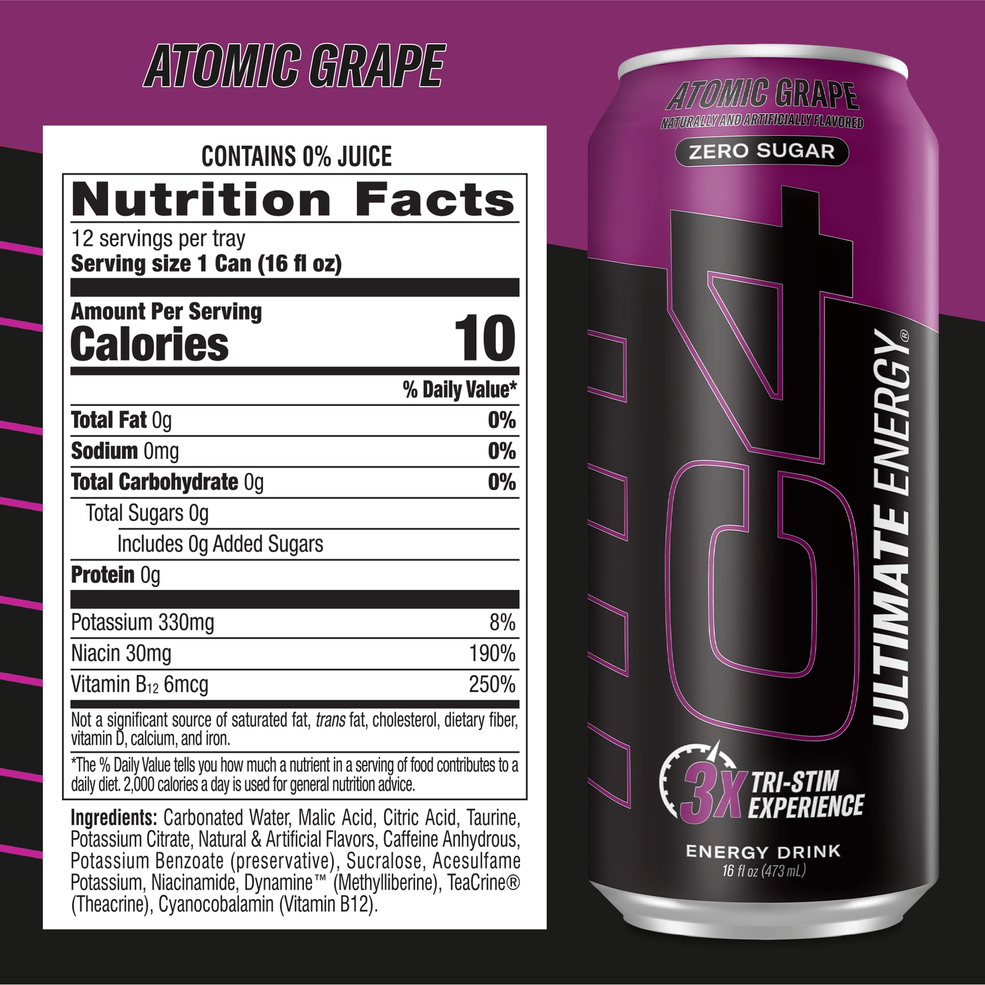 Cellucor C4 Ultimate | Pre Workout Sugar Free Energy Drink | Tri-Stim Experience with 300mg Caffeine + TeaCrine + Dynamine | Fruit Punch | 16oz (Pack of 12)