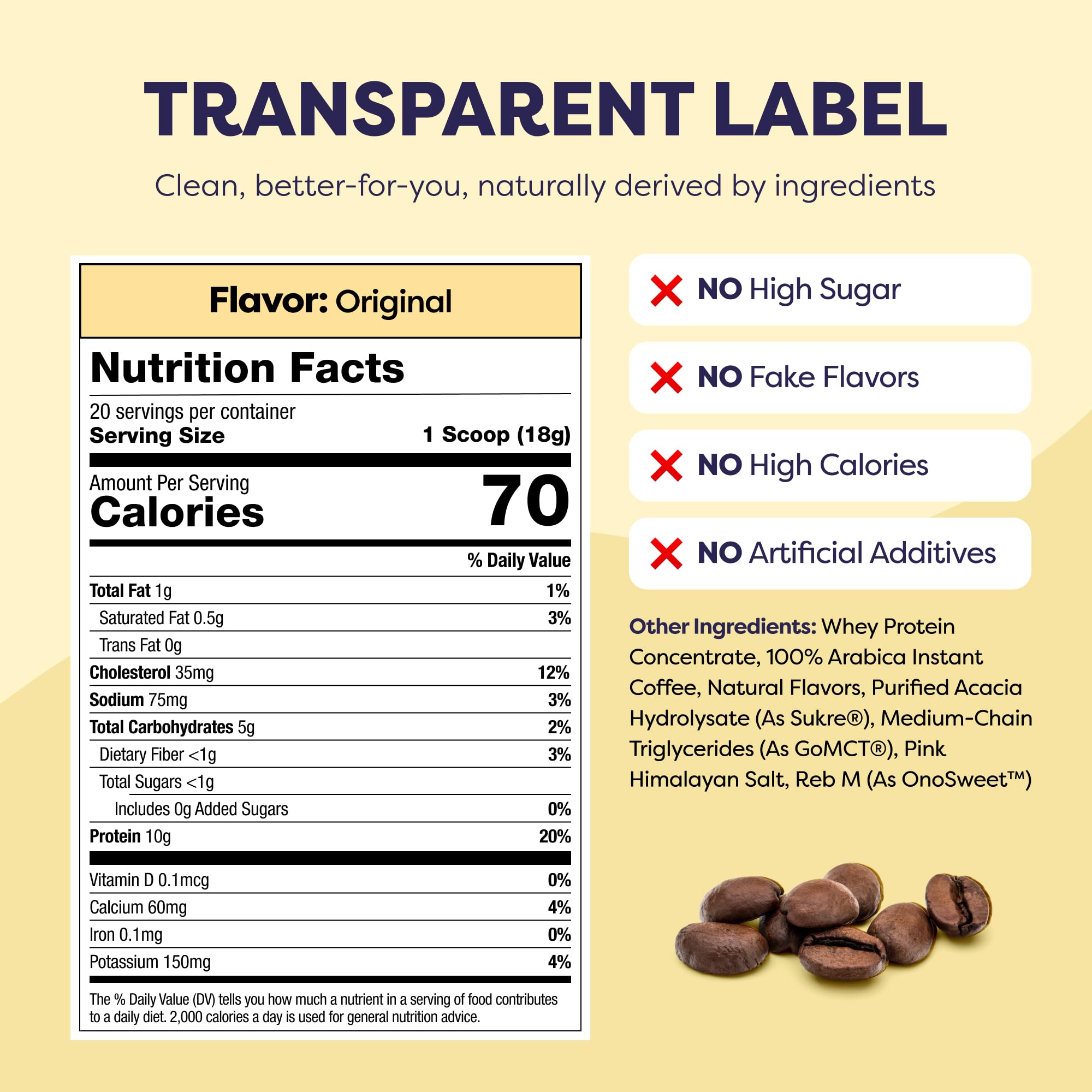 Caramel Protein Iced Coffee - Premium Whey Protein & Instant Iced Coffees - 100% Natural Cold Brew - Zero Artificial Flavors & Sweeteners, 80 mg Caffeine Per Serving, No Added Sugar, 20 Servings