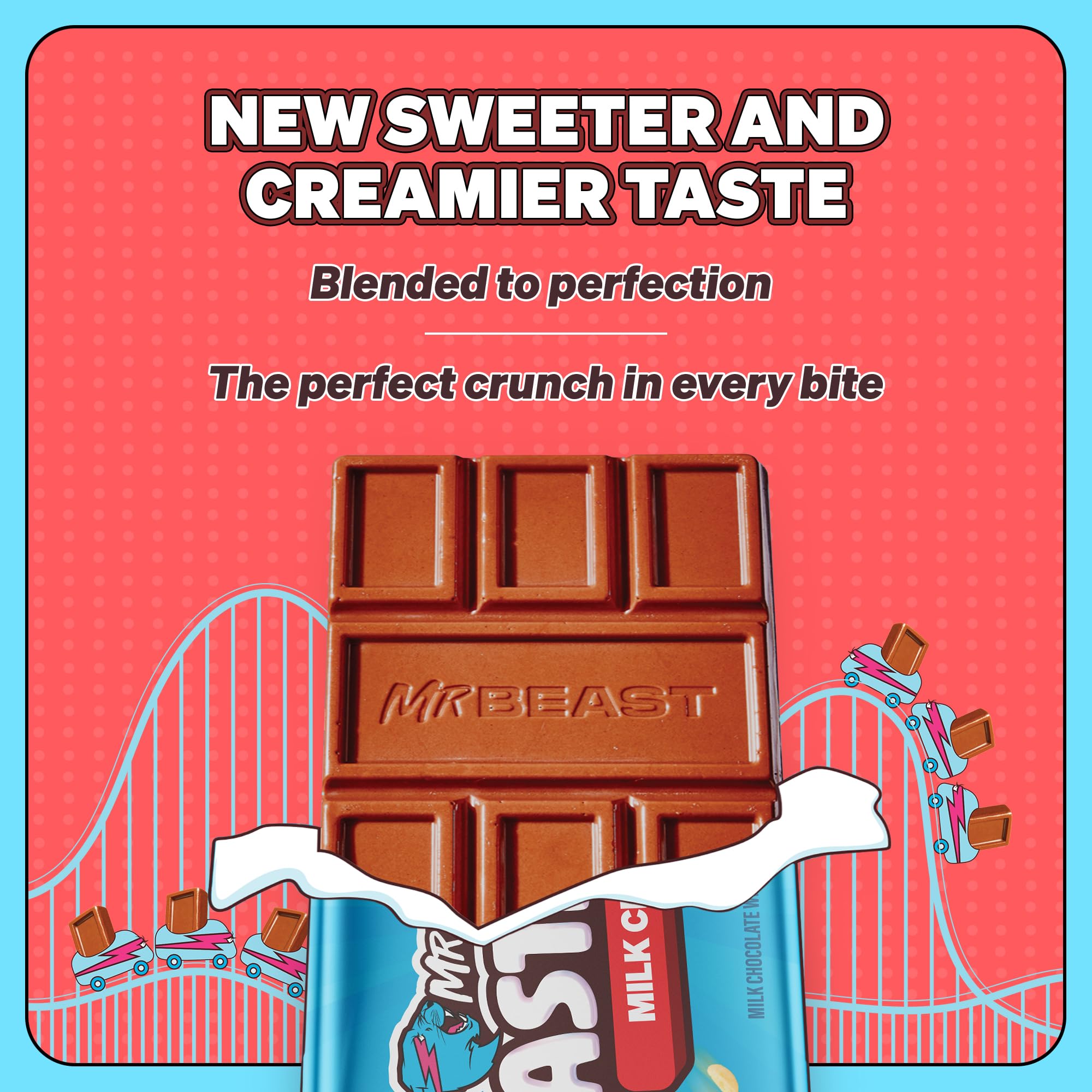 Feastables MrBeast Milk Chocolate Chocolate Bar, Full Size Bar for Adults & Kids, Candy Bars, Snacks, Gifts, or Dessert, Sweet & Creamy Fairtrade Cocoa, 1.24 Oz Each, 24 Count