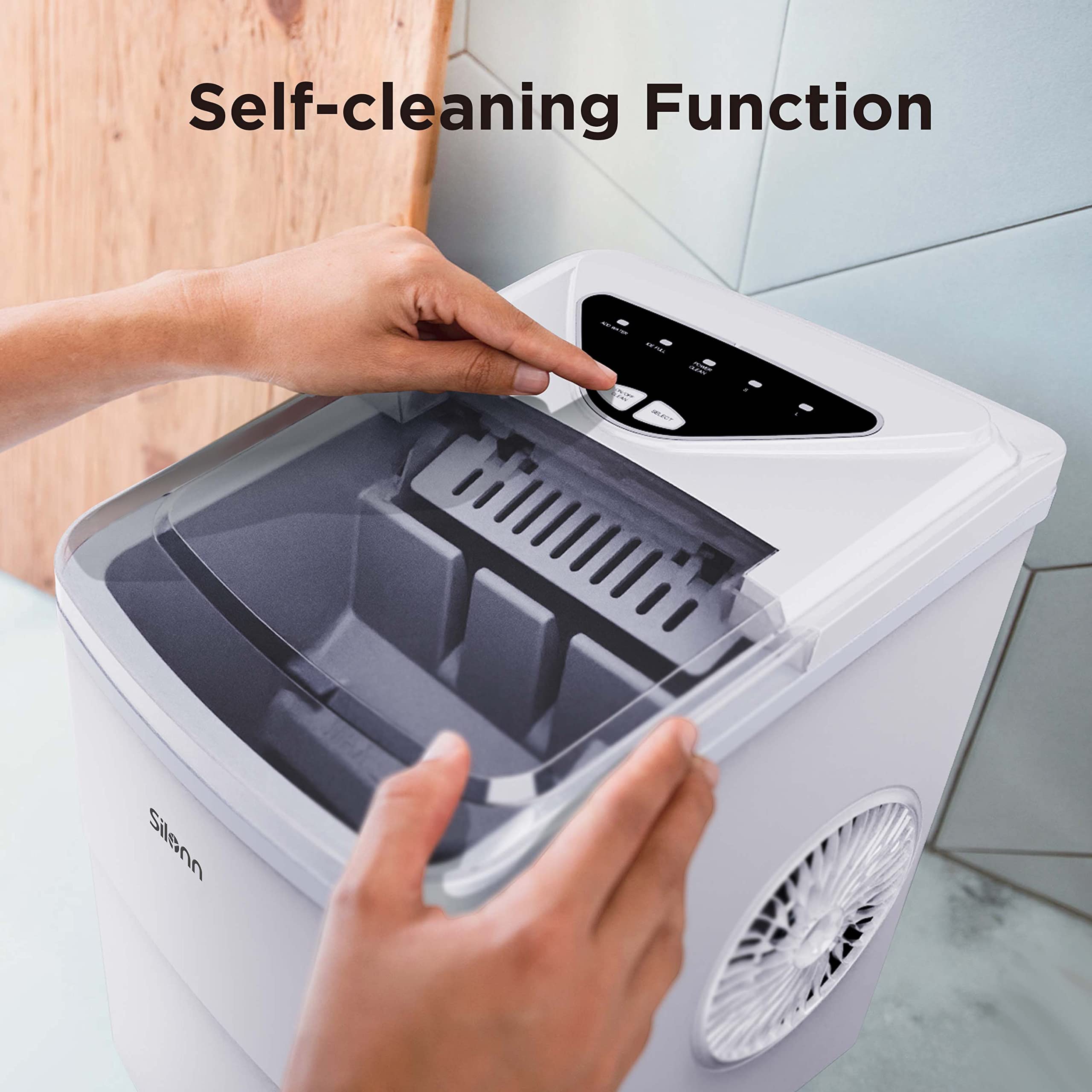 Nugget Ice Maker Countertop, Silonn Chewable Pellet Ice Machine with Self-Cleanin Function, 36lbs/24H Portable Ice Makers for Home Kitchen Officce, Black