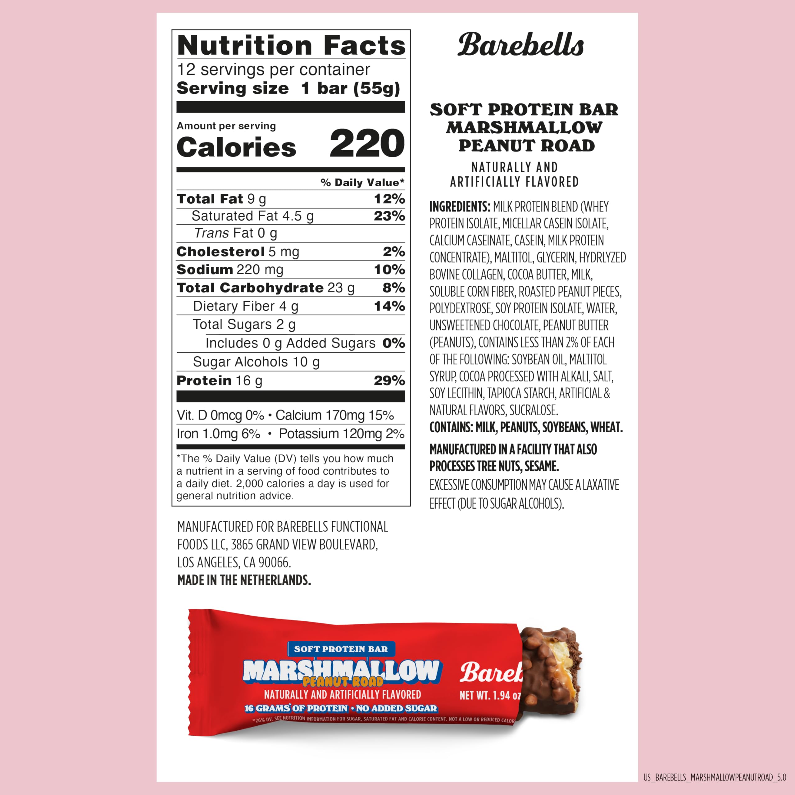 Barebells Protein Bars Salty Peanut - 12 Count, 20g High Protein Treats - Chocolate Nutrition Bar with 1g Total Sugars - On-The-Go Breakfast or Post-Workout Snack