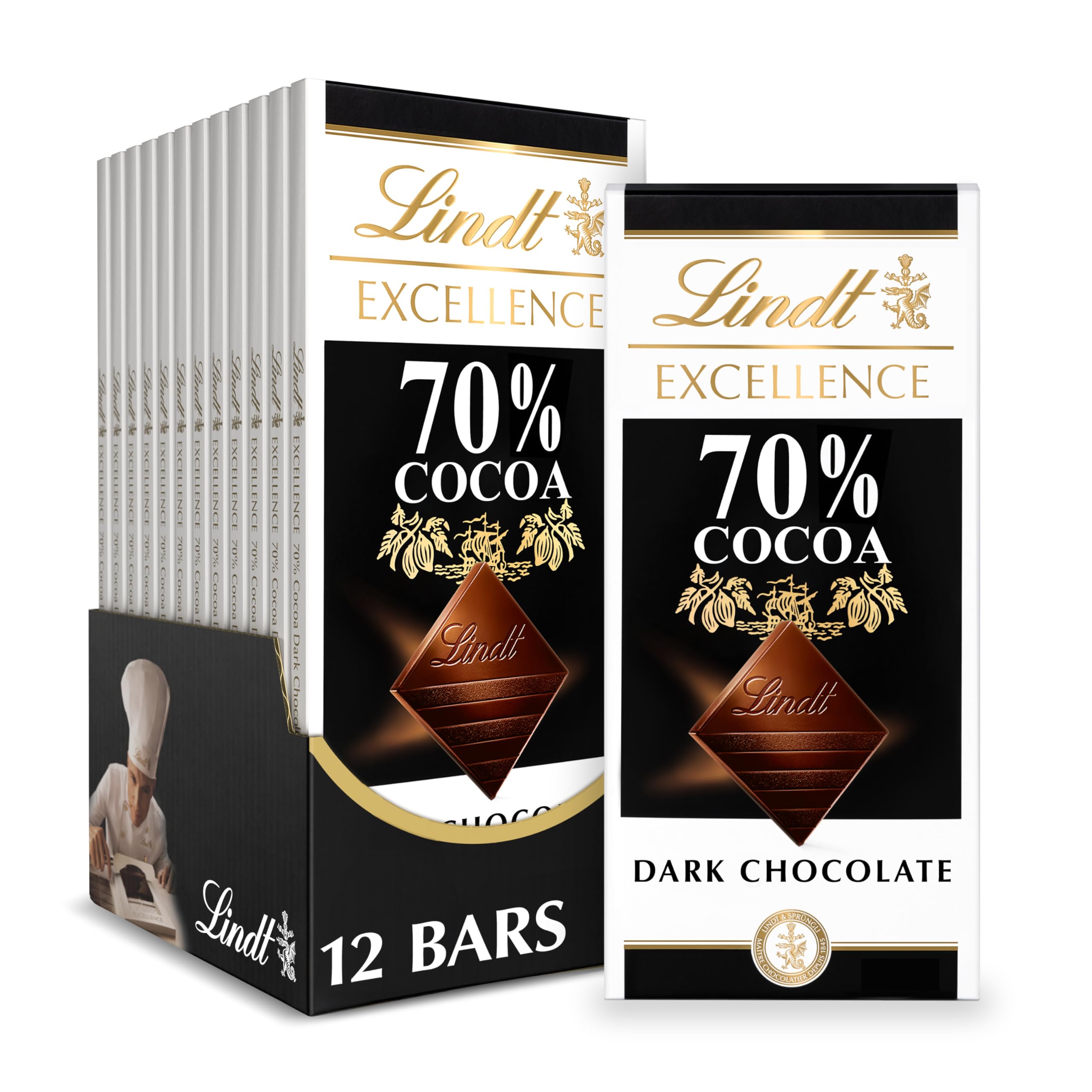 Lindt EXCELLENCE 85% Cocoa Dark Chocolate Bar, Dark Chocolate Candy, 3.5 oz. (12 Pack)