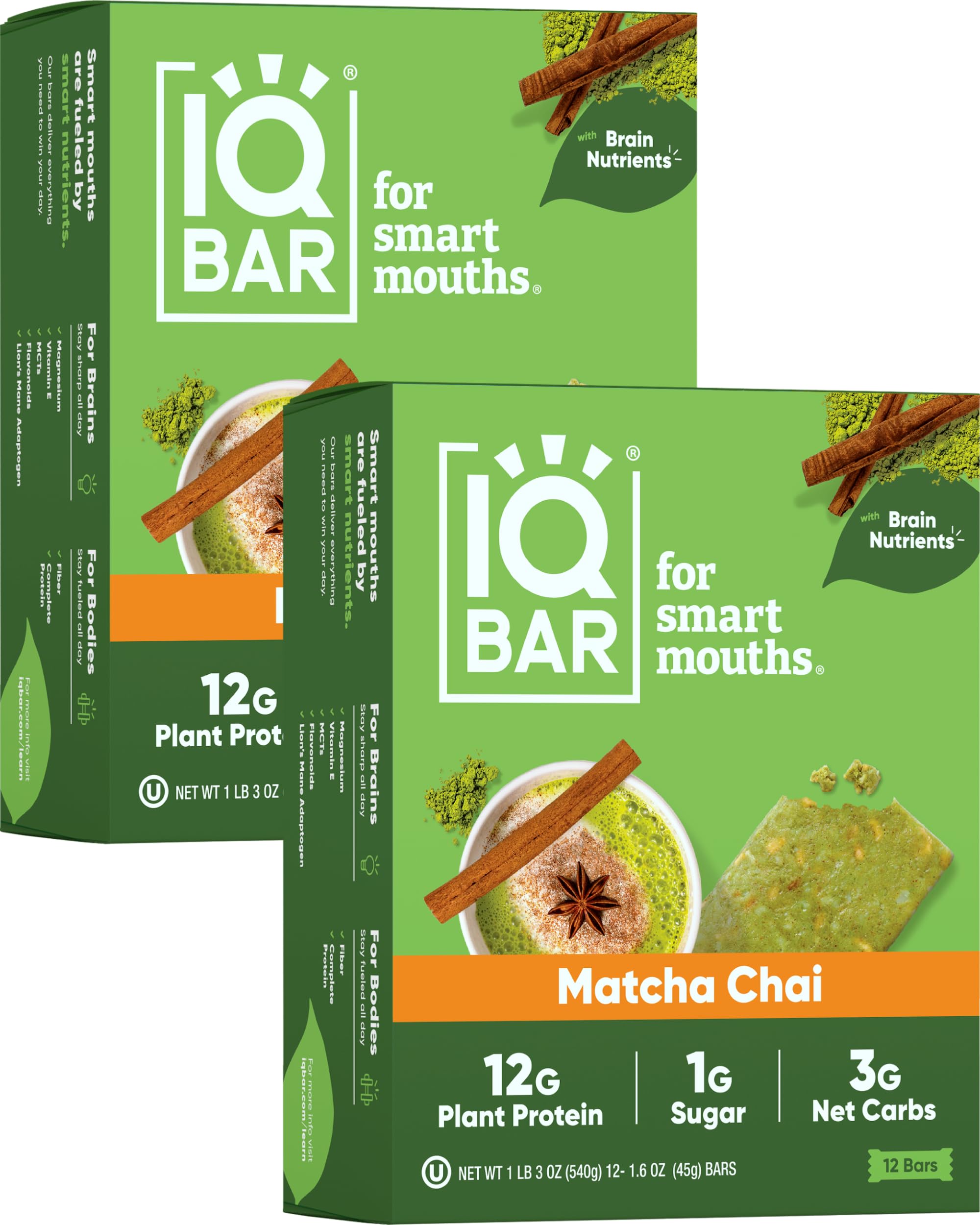 IQBAR Brain and Body Plant Protein Bars - Chocolate Lovers Variety - 36-Count - Keto, Vegan, Low Carb, High Fiber, Gluten Free, Dairy Free, Low Sugar Snack with Nutrients for Focus, Energy, Meal Replacement