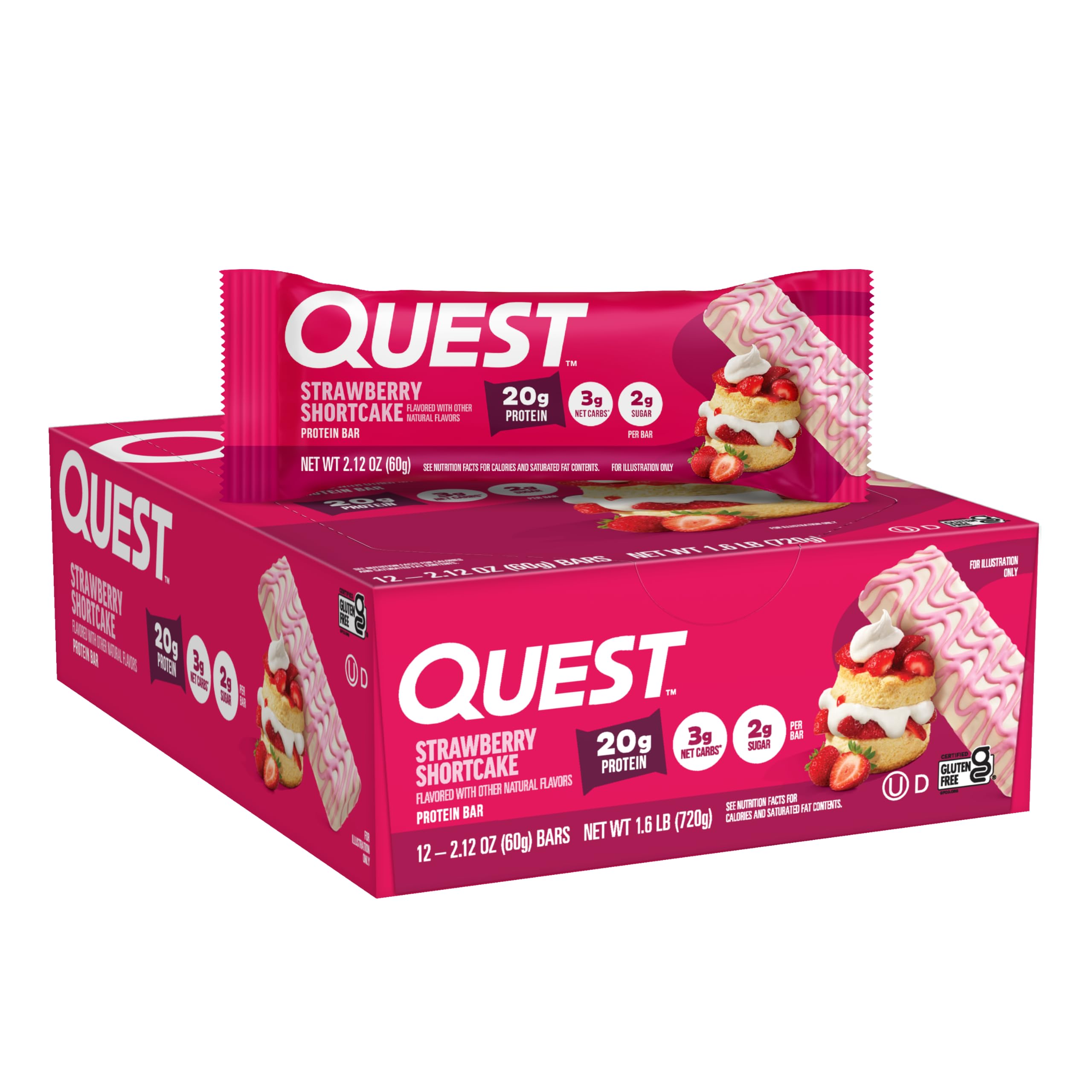 Quest Nutrition Chocolate Chip Dough Cookie Protein Bars, 21g Protein, 1g Sugar, 4g Net Carb, High Fiber, Gluten Free, Keto Friendy, 12 Count