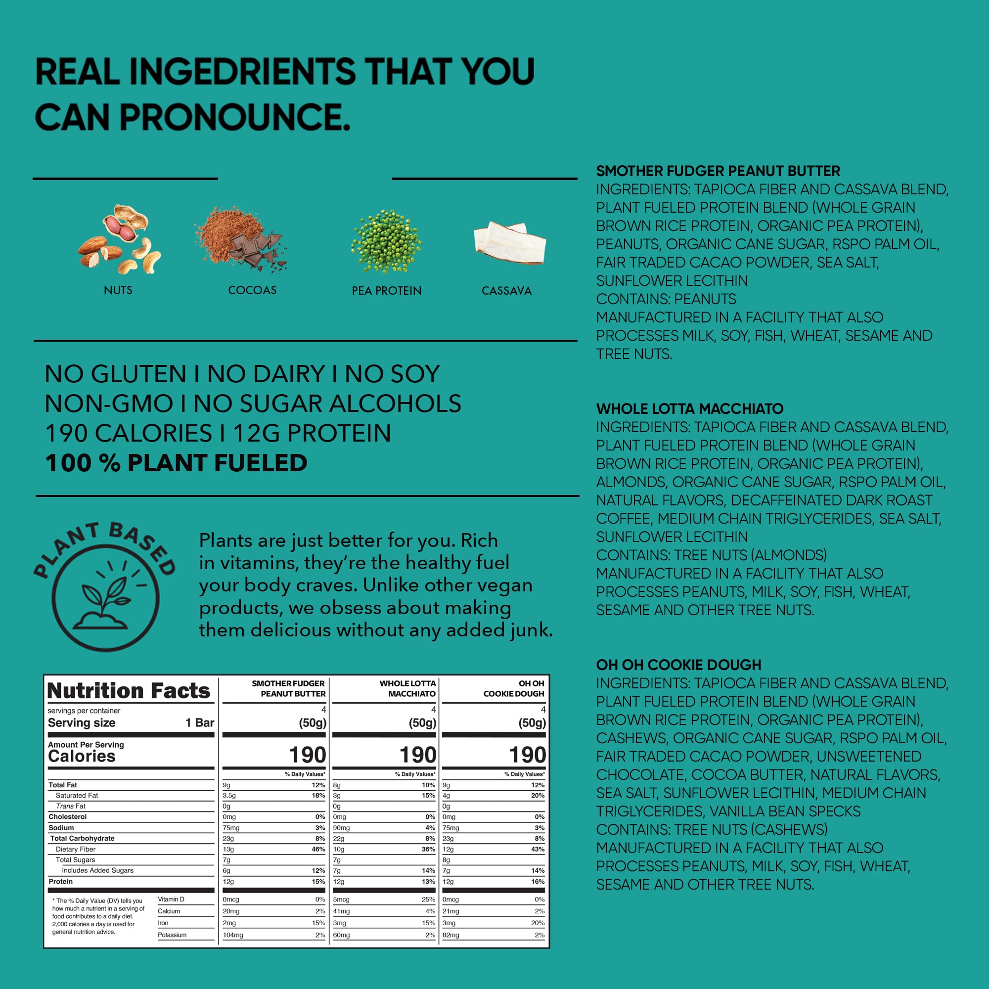 TRUBAR Vegan Protein Bars - Soy Free, Dairy Free, Gluten Free Protein Bars - No Sugar Alcohols - Non-GMO - 12g of Protein - It's Mint To Be Chip - 12 Count