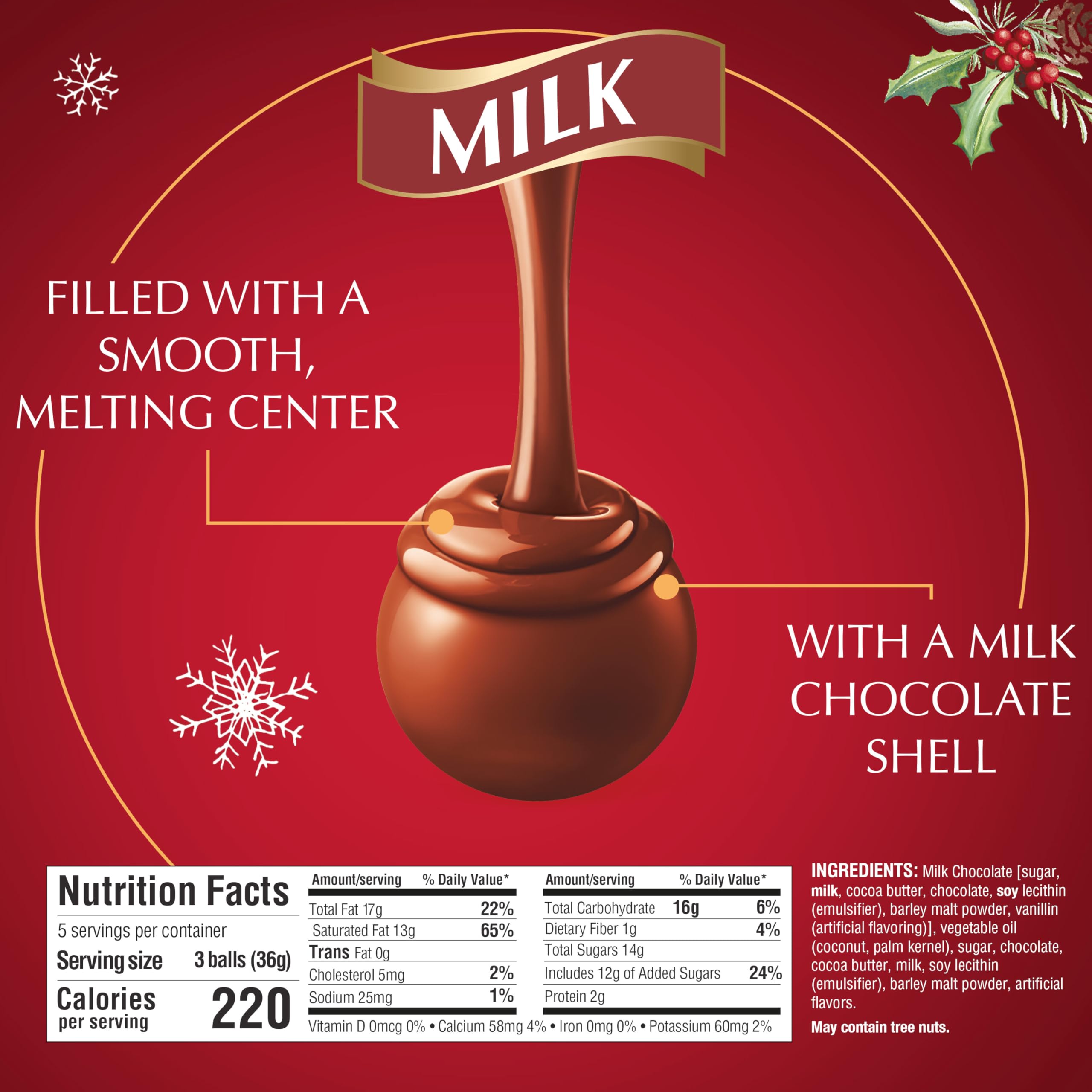 Lindt LINDOR Dark Chocolate Candy Truffles, Dark Chocolate with Smooth, Melting Truffle Center, 25.4 oz., 60 Count