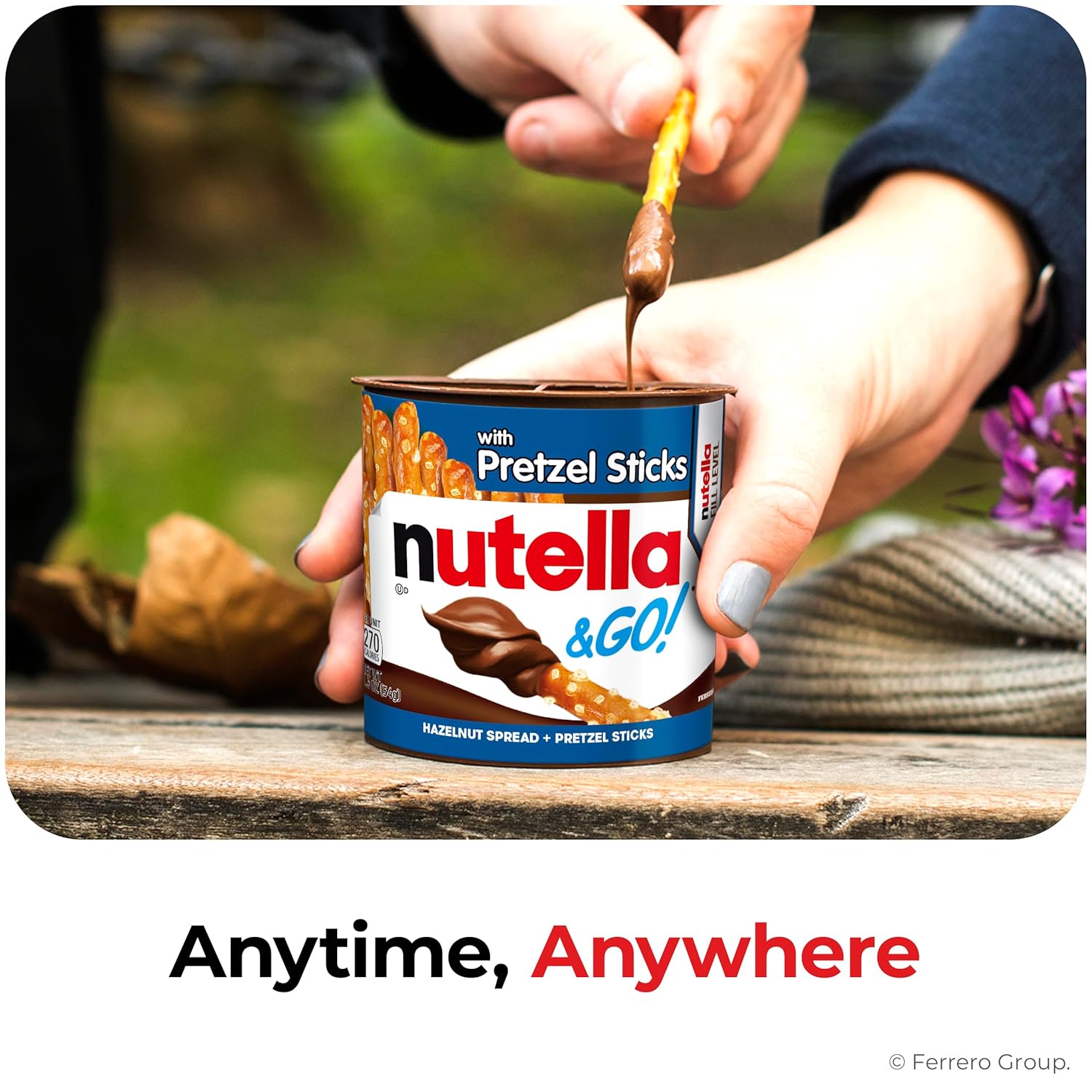 Nutella & Go! Hazelnut Spread with Pretzel Sticks, On-the-Go Snack Cups, 12 Packs, 22.8 oz, vegetarian, blue