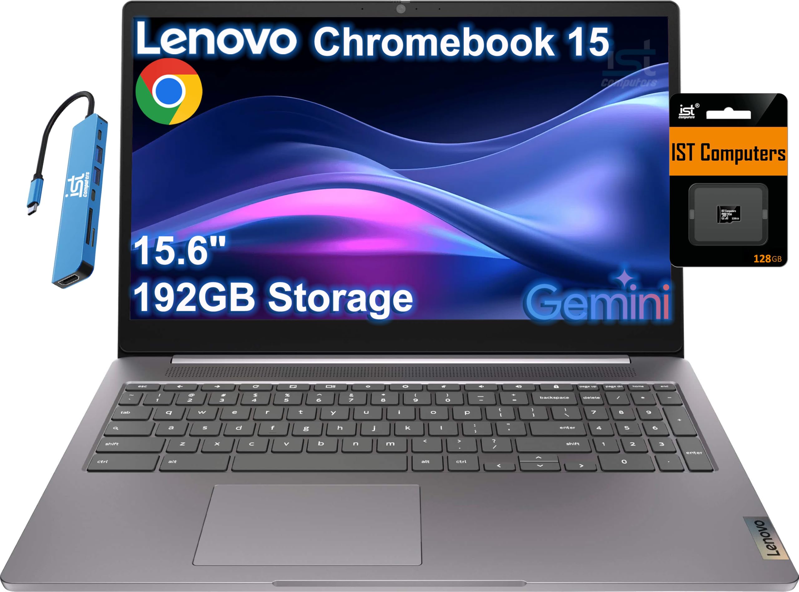 Lenovo IdeaPad 3i Chromebook, 15.6” FHD Display, Intel Celeron N4500, 8GB RAM, 64GB eMMC, 1920x1080 px, 720p Camera, Chrome OS, Abyss Blue