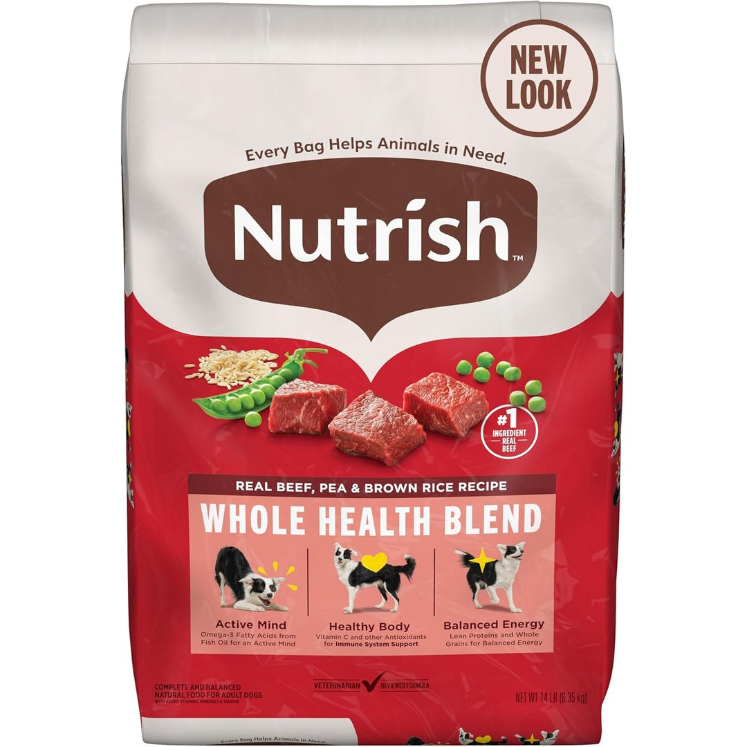 Nutrish Real Beef, Pea & Brown Rice Recipe Whole Health Blend Dry Dog Food, 14 lb. Bag, Packaging May Vary (Rachael Ray)
