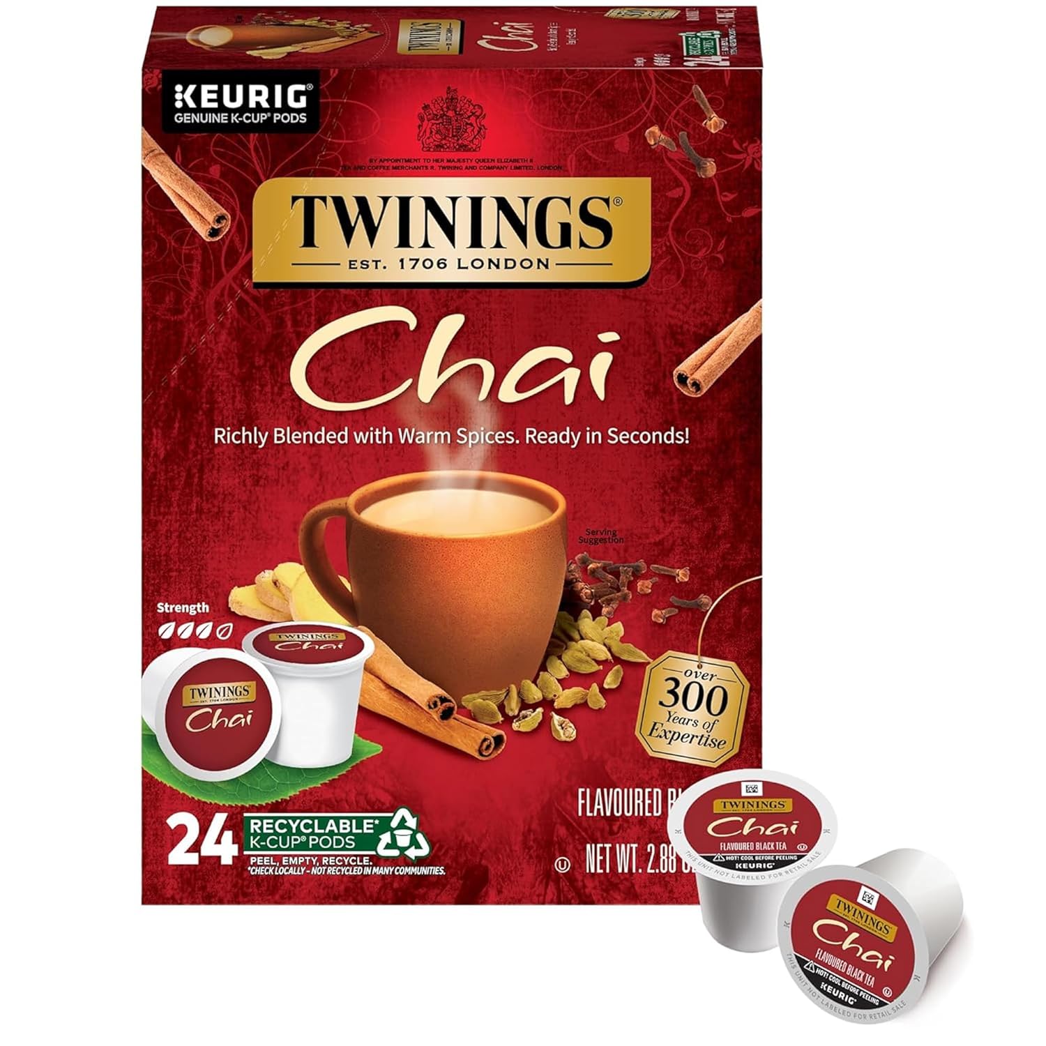 Twinings English Breakfast Black Tea K-Cup Pods for Keurig, 24 Count (Pack of 1), Smooth, Flavourful, Robust, Caffeinated, Enjoy Hot or Iced