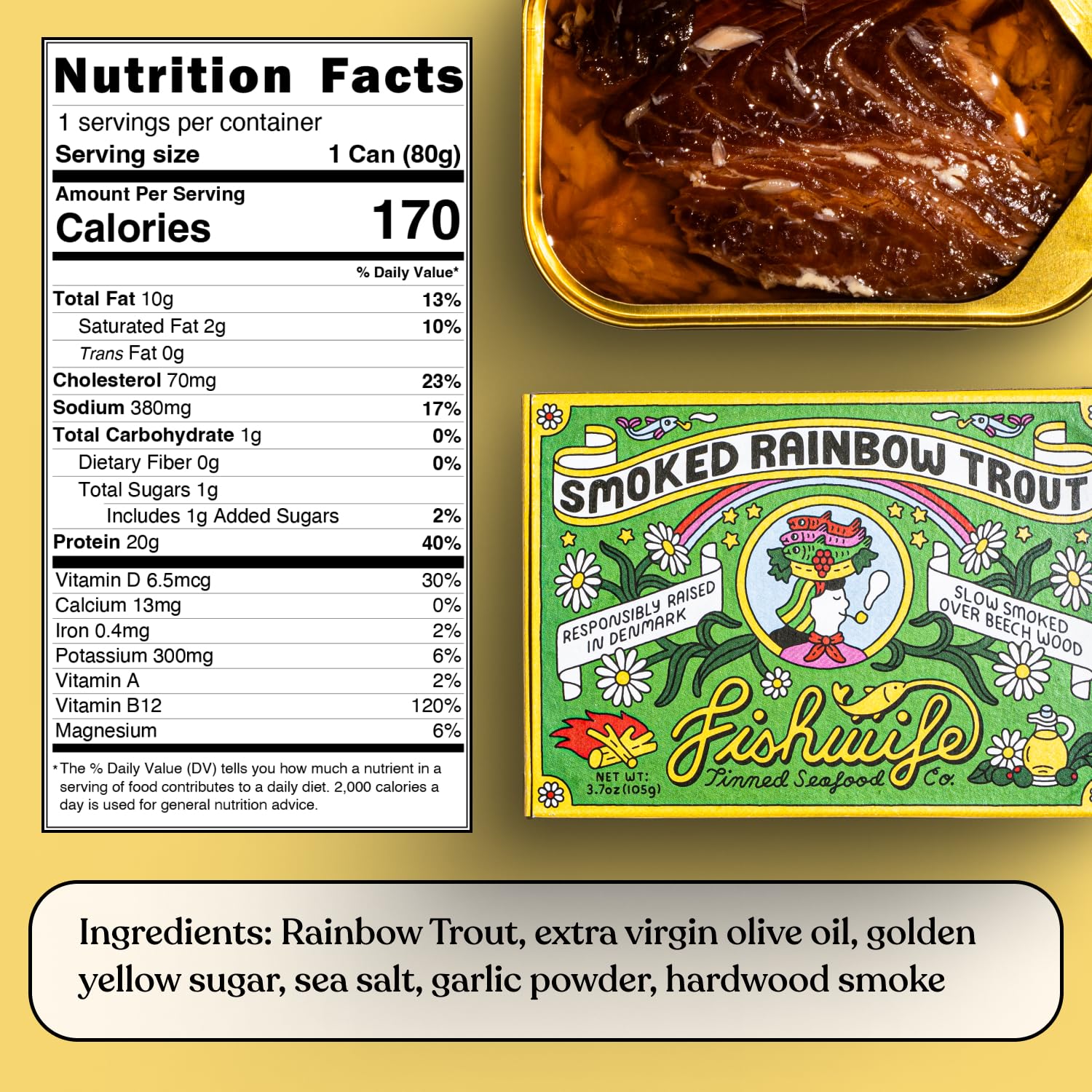 Fishwife Smoky Trio 3-Pack (Smoked Rainbow Trout, Smoked Salmon, Smoked Mackerel) | Gluten Free, High Protein, Omega-3s | Hand-Packed