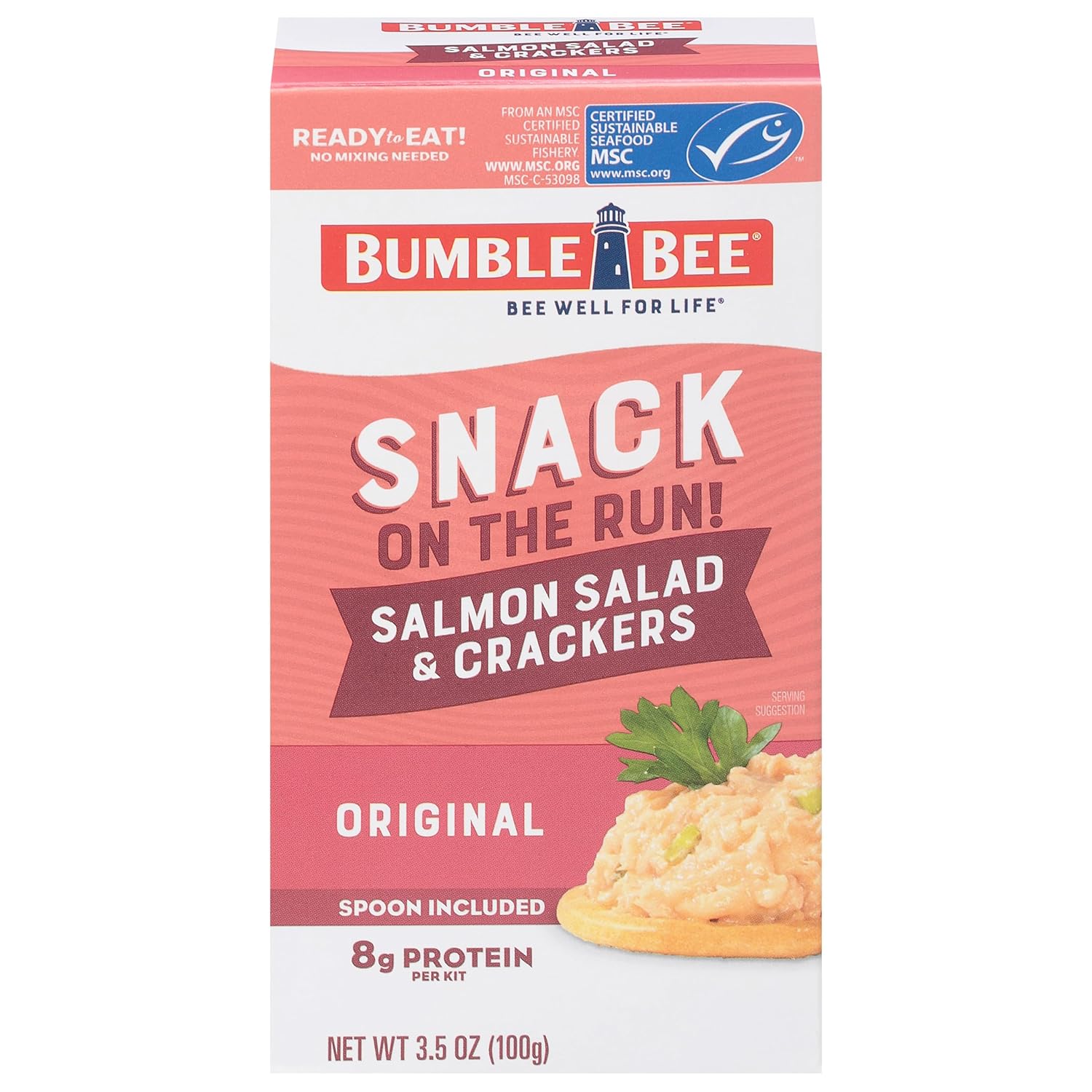 Bumble Bee Snack On The Run Original Tuna Salad with Crackers Kit (Pack of 12) - Ready to Eat Protein Snack Pack - 8g Protein per Box - Wild Caught MSC Certified Tuna