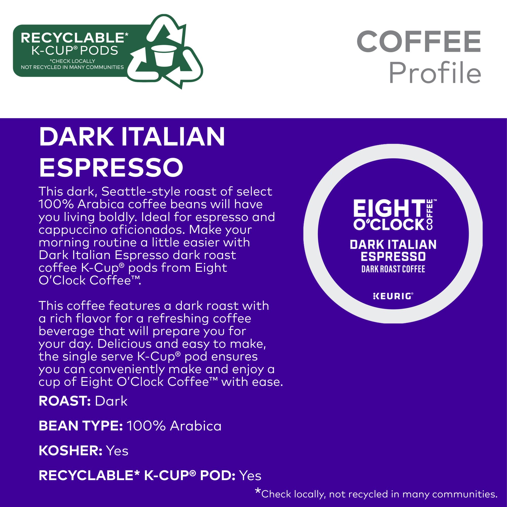 Eight O'Clock Coffee The Original, Single-Serve Keurig K-Cup Pods, Medium Roast Coffee Pods, 72 Count