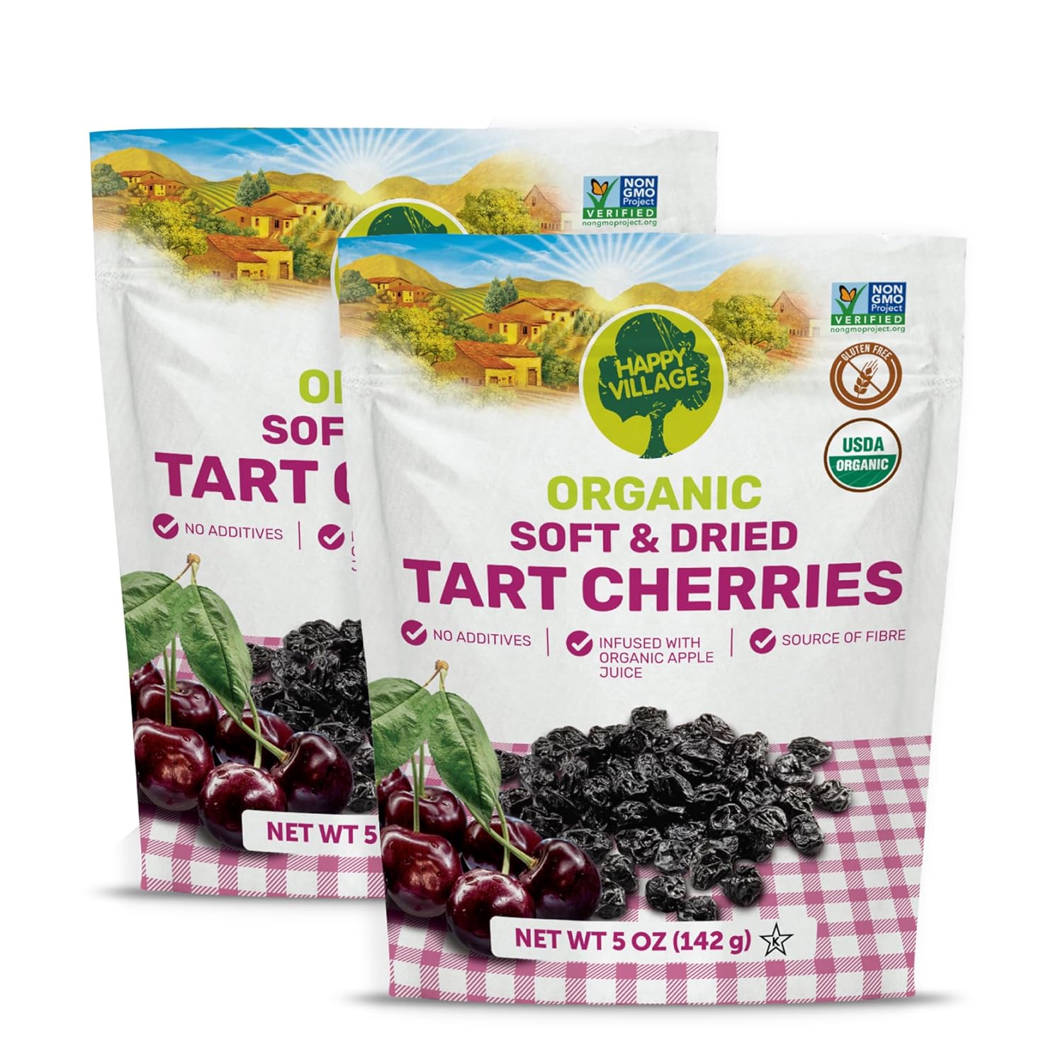 Happy Village Organic Whole Dried Strawberries, 18 OZ Resealable Pack- Soft & Juicy, Kosher, Non-GMO, No Refined Sugar, Apple Juice Infused Dried Strawberry