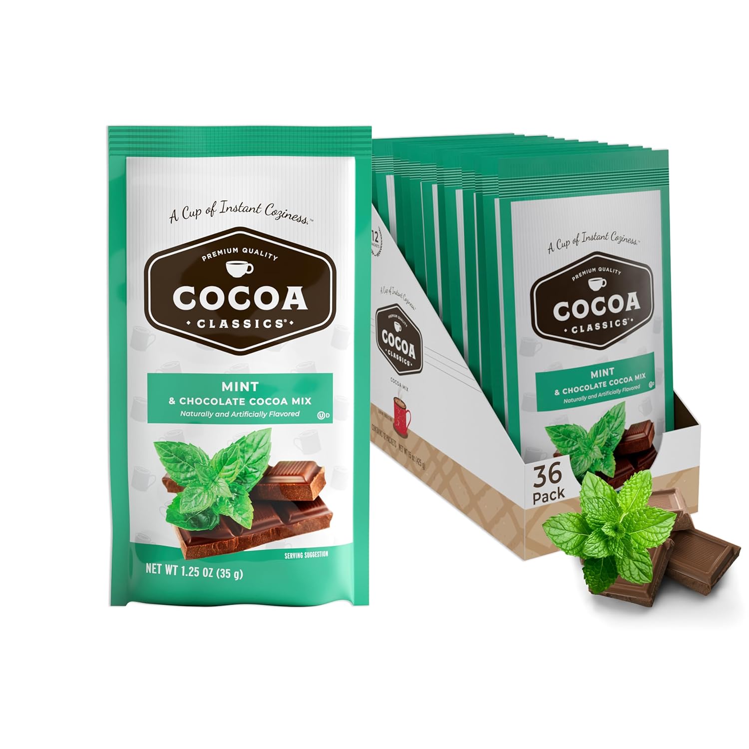 Cocoa Classics Chocolate Supreme Cocoa Mix, Hot Chocolate, Made with Nonfat Milk, Just Add Hot Water, Make Hot or Iced Cocoa, Gluten Free & Kosher Dairy Friendly, 1.25oz Packets (Pack of 36)