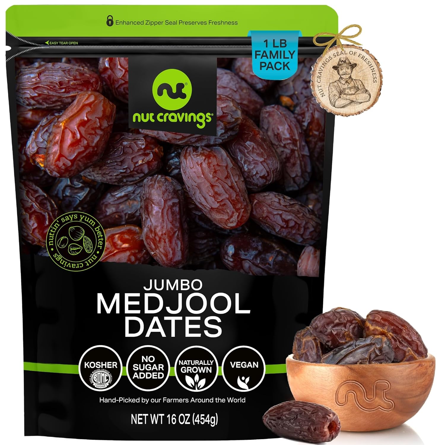 NUT CRAVINGS - Dried California Peaches, No Sugar Added, Unsweetened (16oz, 1 LB) Sweet Healthy Snack, Vegan, Kosher, Resealable Bag