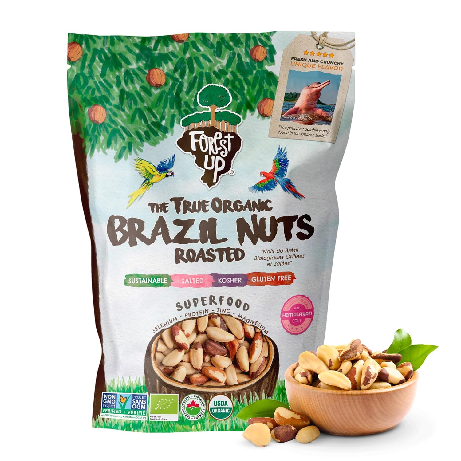 Snack The True Organic Brazil Nuts 15 oz – Raw and Unsalted – Kosher – Healthy-Rich in Vegetable Protein – Harvested in Amazon Rainforest – Fresh, Vegan and Gluten Free – Forest Up