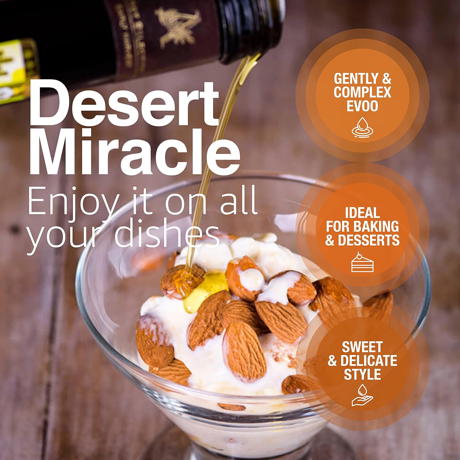 DESERT MIRACLE Cold Pressed Polyphenol Rich Moroccan Olive Oil, Extra Virgin Olive Oil with High Polyphenols, Organic, First Cold Pressed EVOO From Morocco, 17 Fl Oz