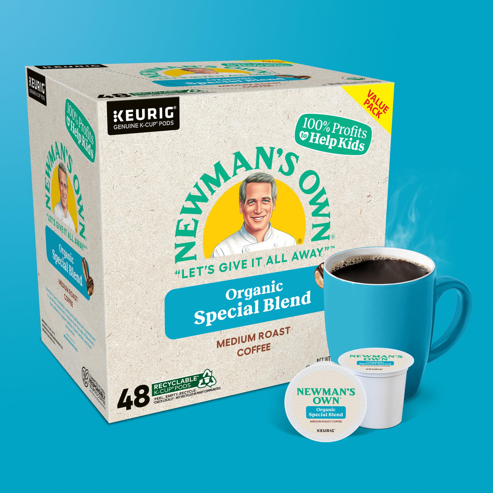 Newman's Own Organics Special Blend Keurig Single-Serve K-Cup Pods, Medium Roast Coffee, 96 Count