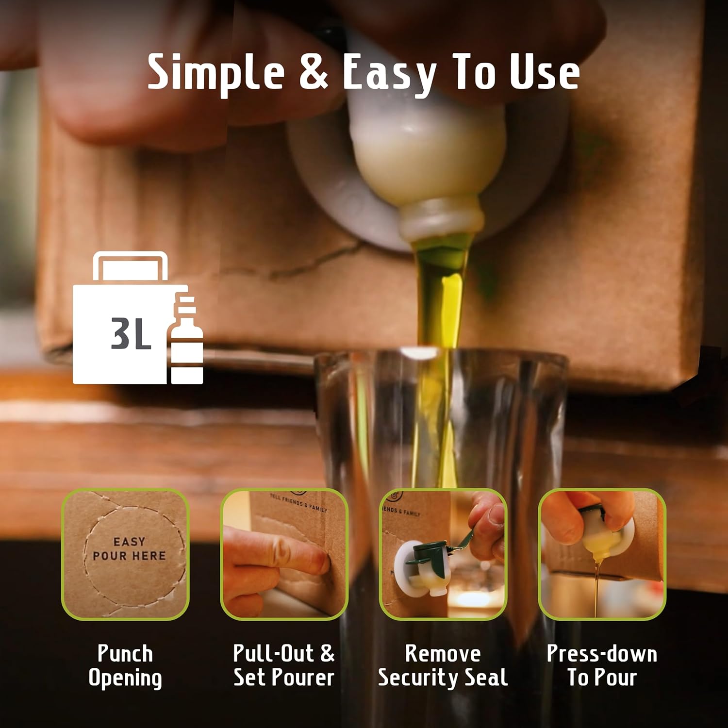 Frantoio Uliveti Umbri Bag in Box Olive Oil | Authentic Italian Extra Virgin Olive Oil | Perfect for Finishes and Dressings | Cold Pressed 100% Made in Italy | Bag-in-Box 3L (101.4 Fl Oz)