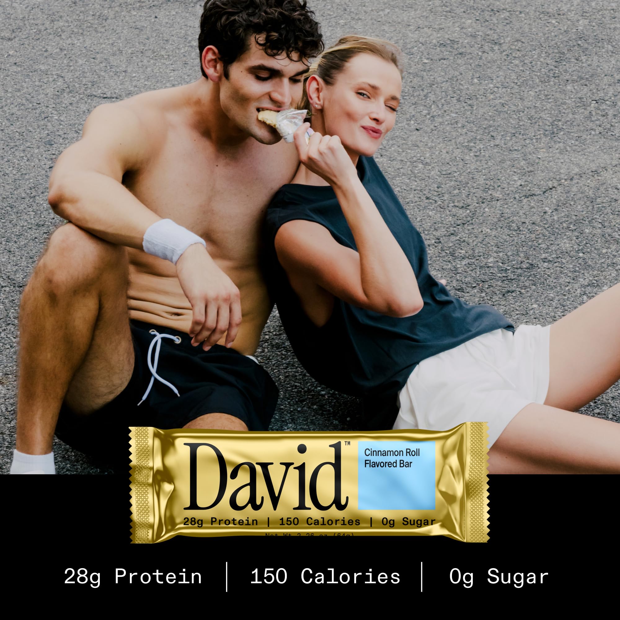 David High Protein Bars No Sugar - Sugar Free Protein Bars, Low Carb, Gluten Free - 28g of Protein, 150 Calories - David Bar On-The-Go Snack - Peanut Butter Chocolate Chunk Flavor, Pack of 12
