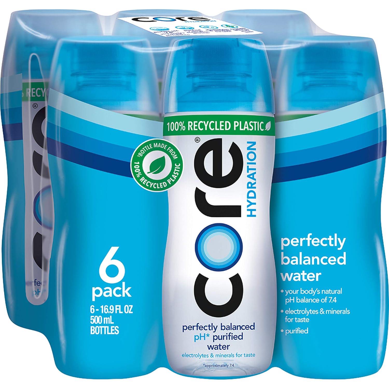Core Hydration Perfectly Balanced Water, .5 L bottles, 24 Count (4 Packs of 6)