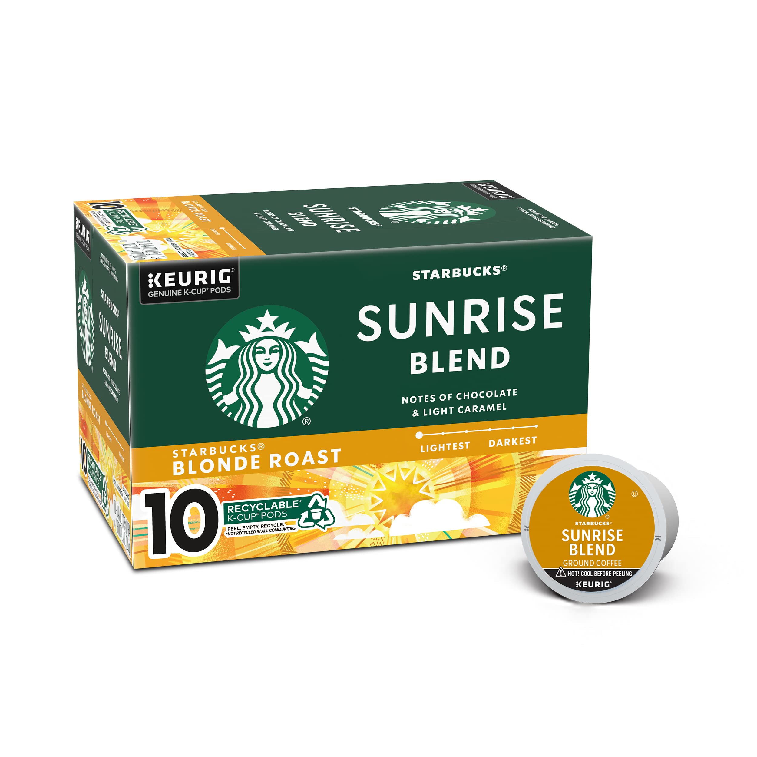 Starbucks K-Cup Coffee Pods, Starbucks Blonde Roast Hot or Iced Coffee, Veranda Blend, 96 Keurig Pods
