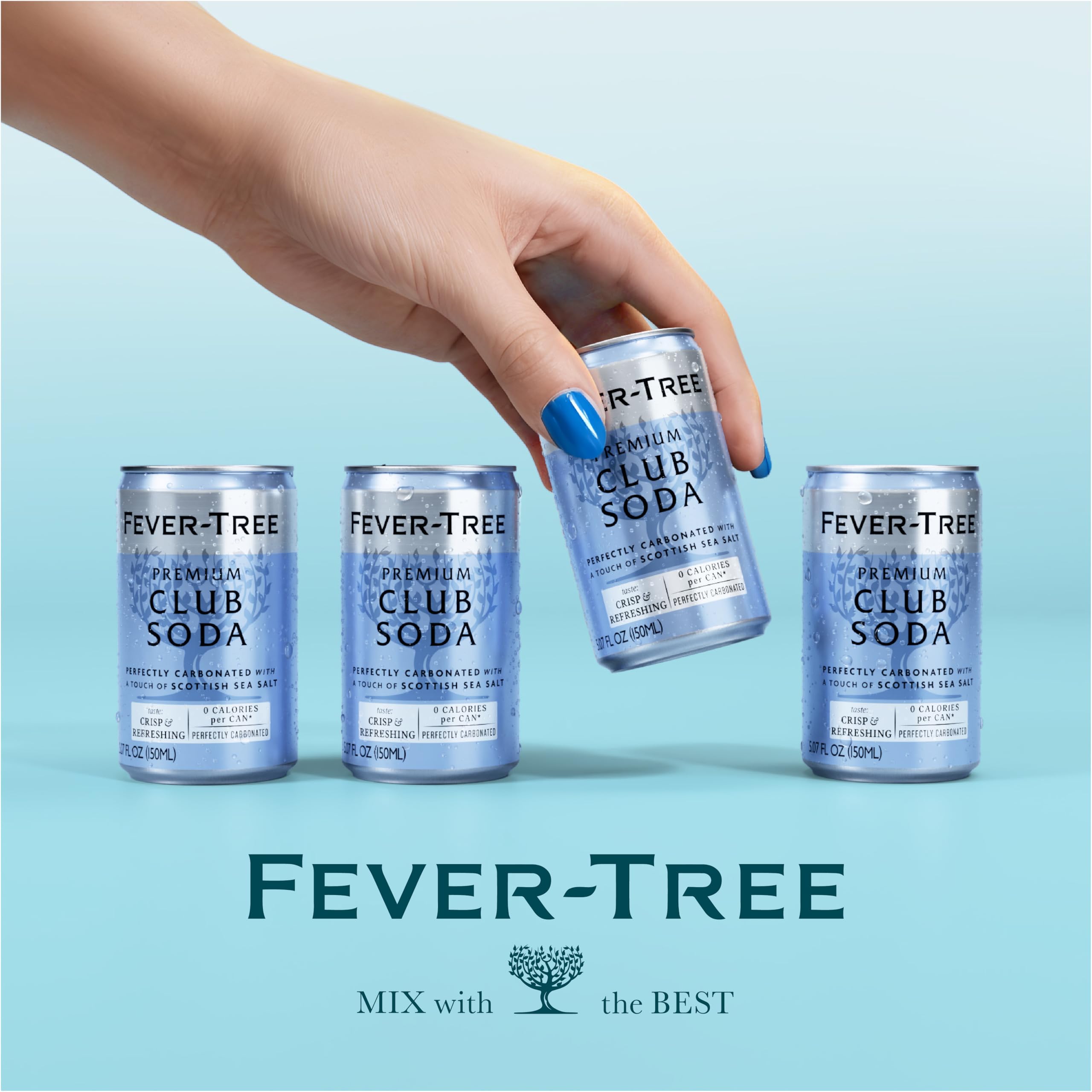 Fever Tree Club Soda Club Soda - Premium Quality Delicate with perfect carbonation - Refreshing Beverage for Cocktails & Mocktails. Naturally Sourced Ingredients, No Artificial Sweeteners or Colors - 5.07 Fl Oz (Pack of 24)(Packaging May Vary)